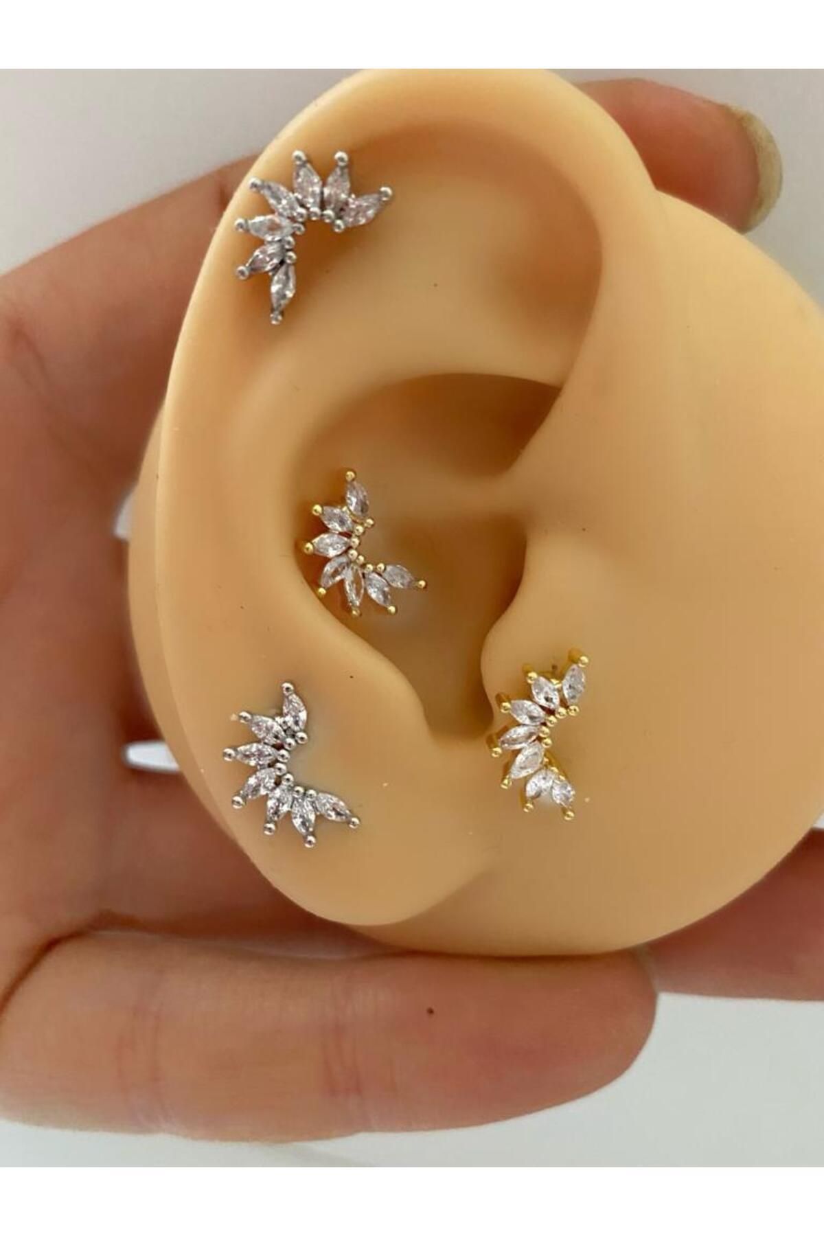 cerrahi çelik zirkontragus helix (kıkırdak) conch kulak memesi ( lobe) uyumlu piercing