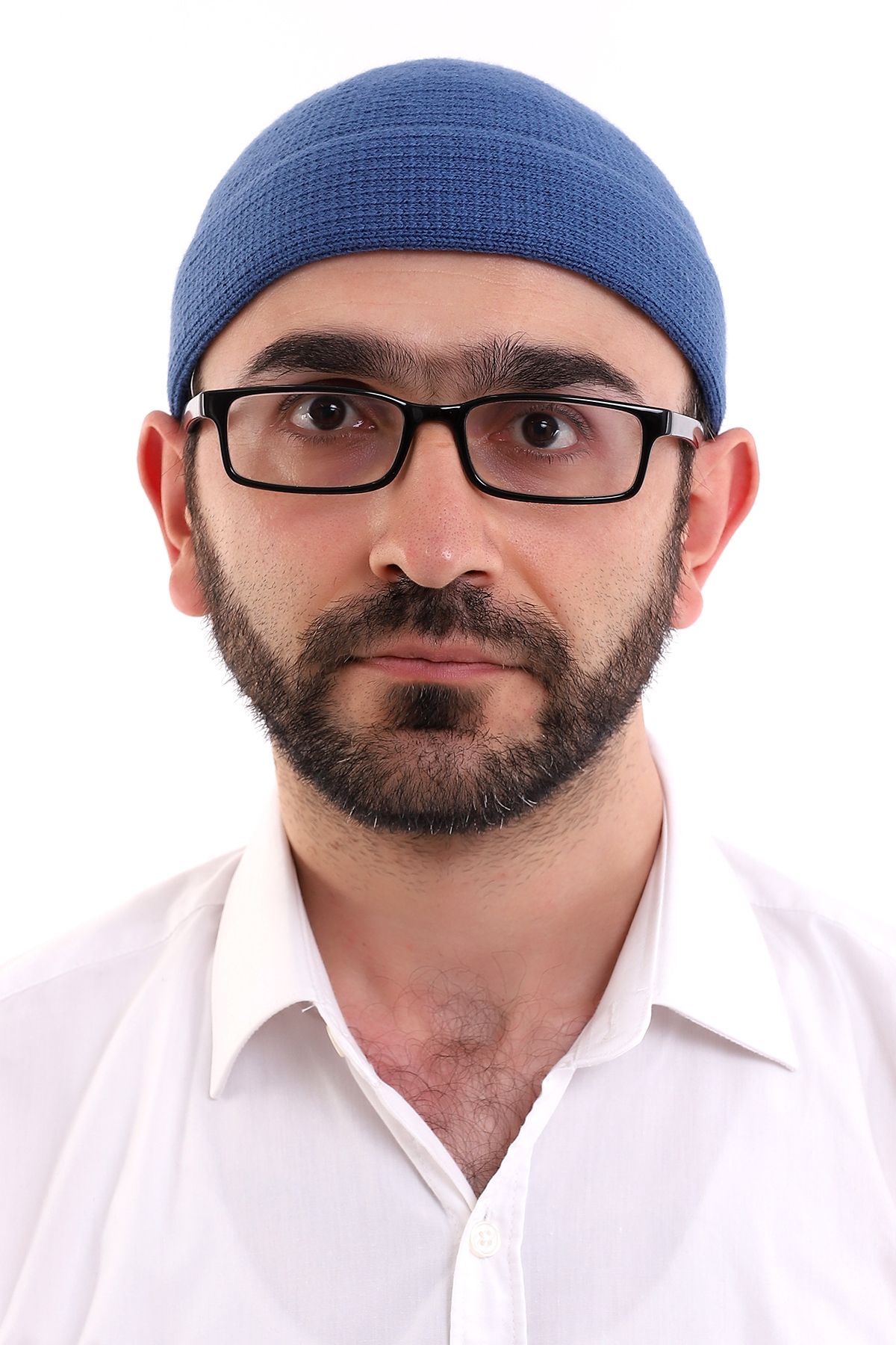 ihvanonline-Blue Folded Plain Pattern Winter Orlon Skullcap Hat 3