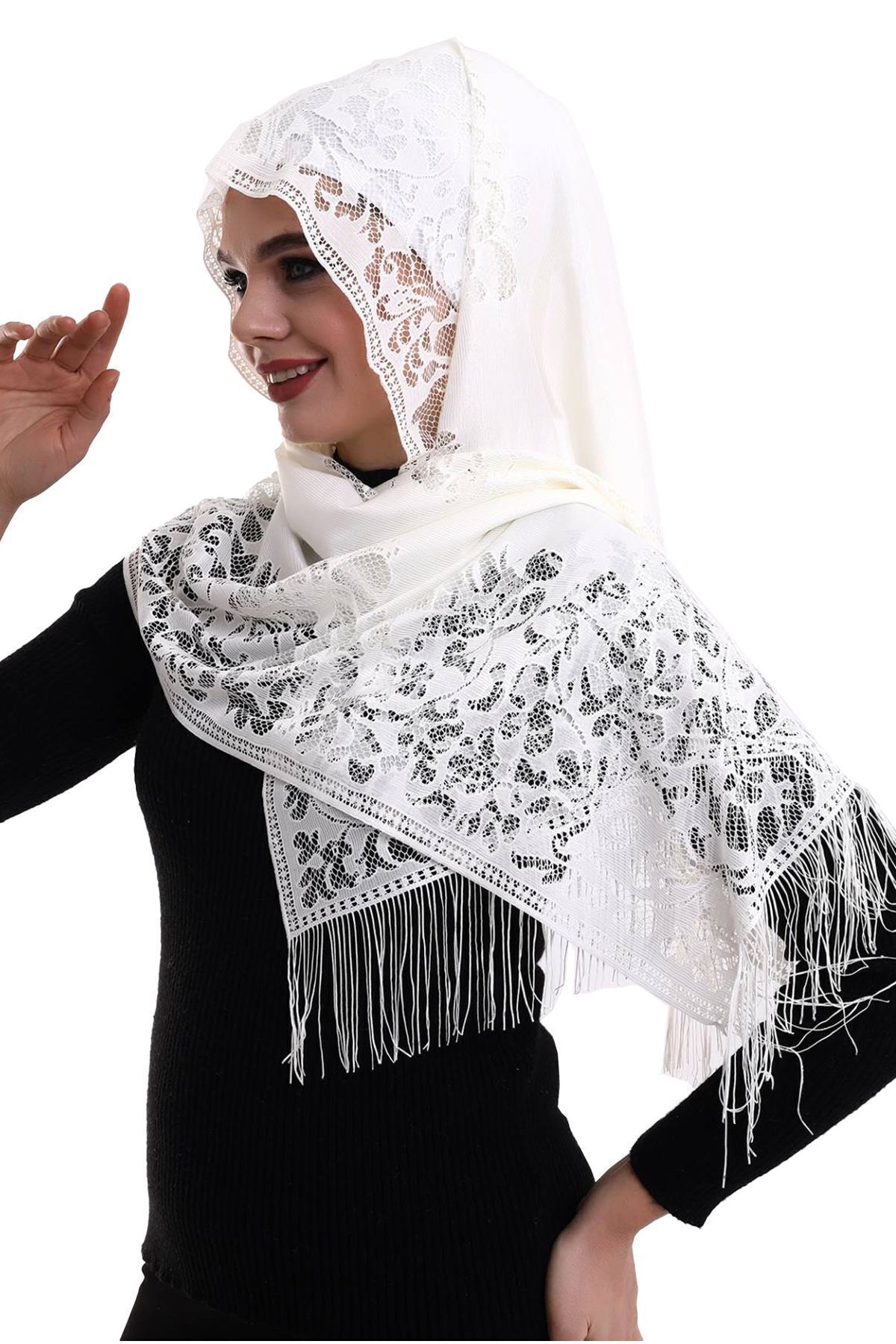 Delicate Tulle Shawl Light Cream 60x160