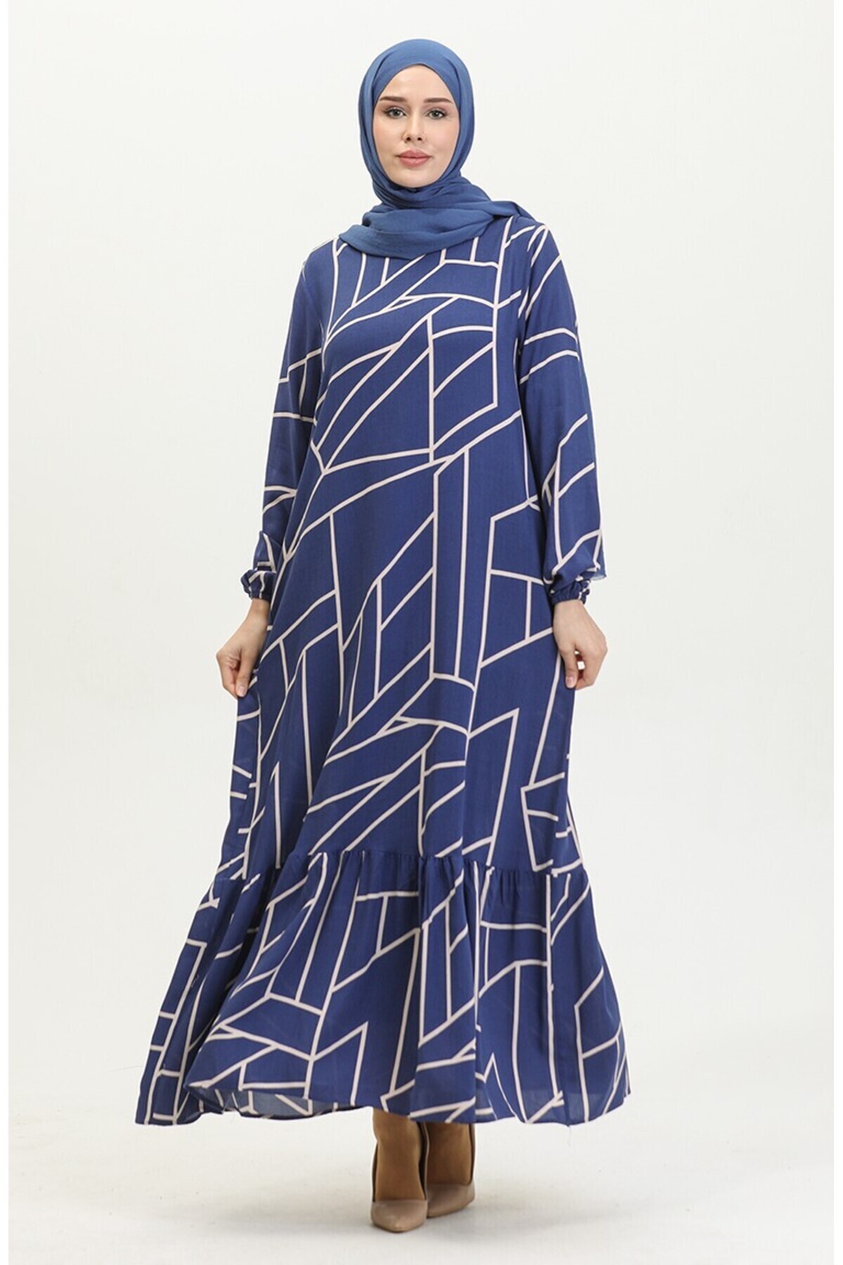 Ruched Patterned Viscose Dress