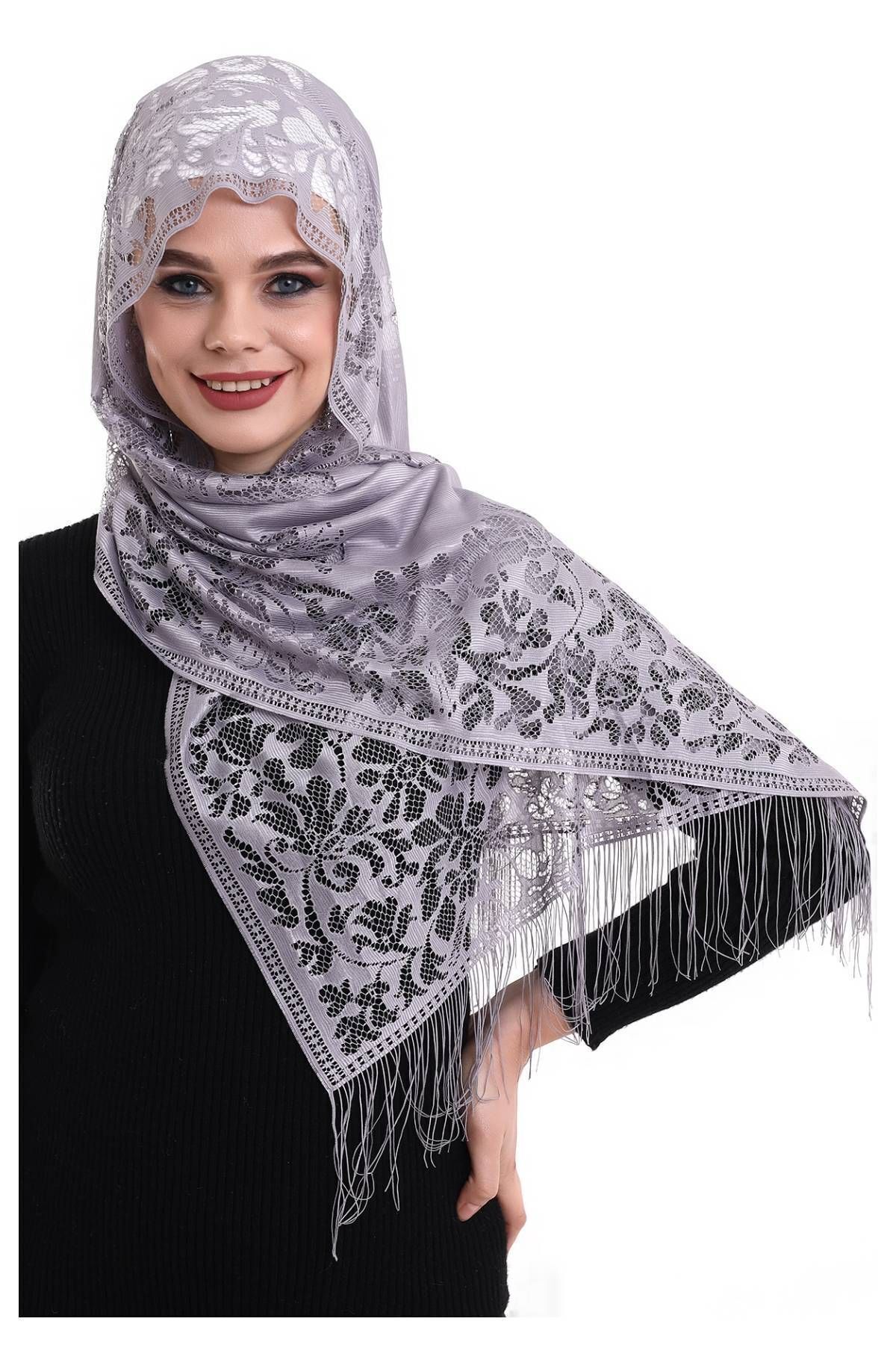 Delicate Tulle Shawl Lilac-2 60x160