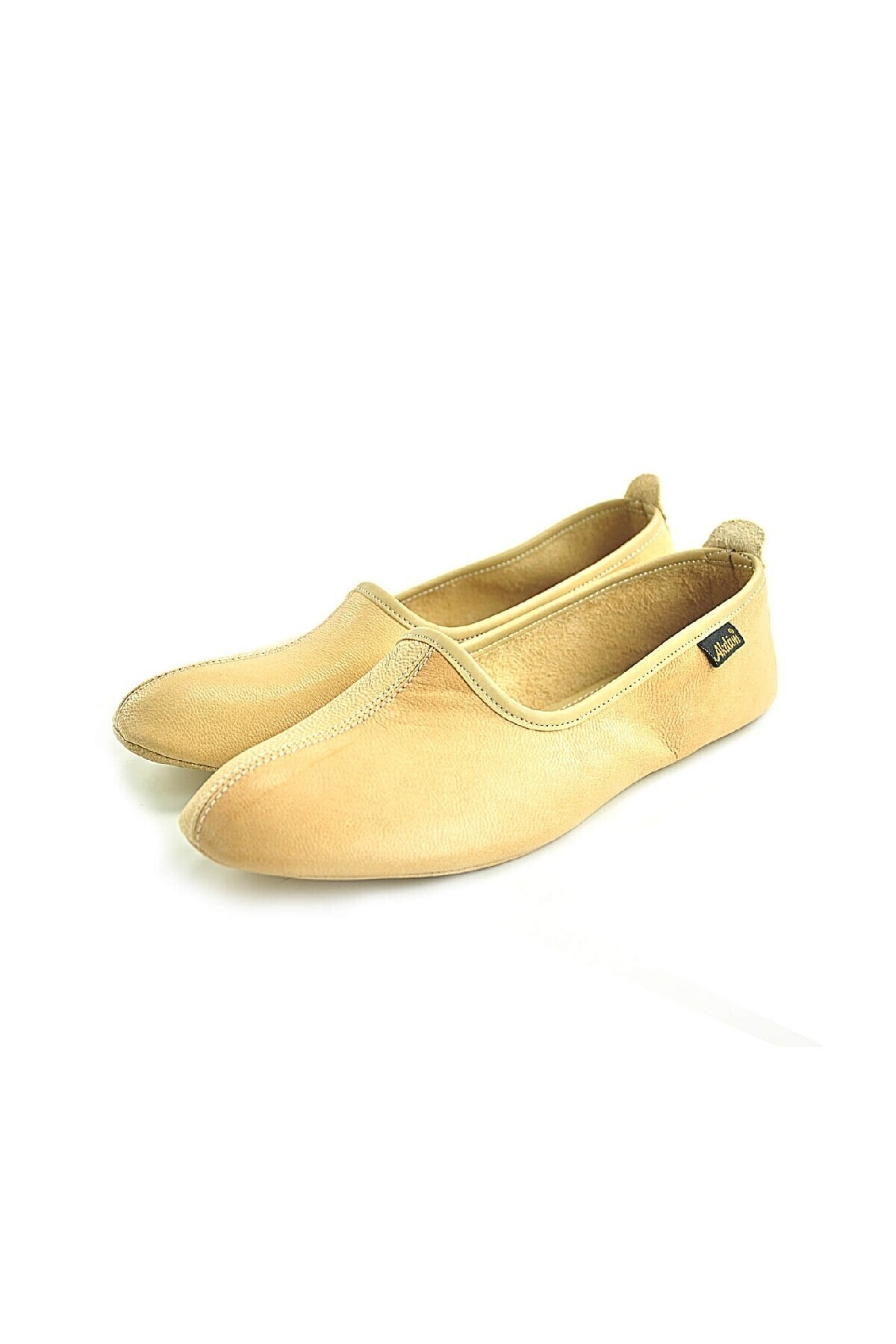 Akdam-100% Leather Hajj Umrah Tawaf Booties and Home Shoes Cream 2