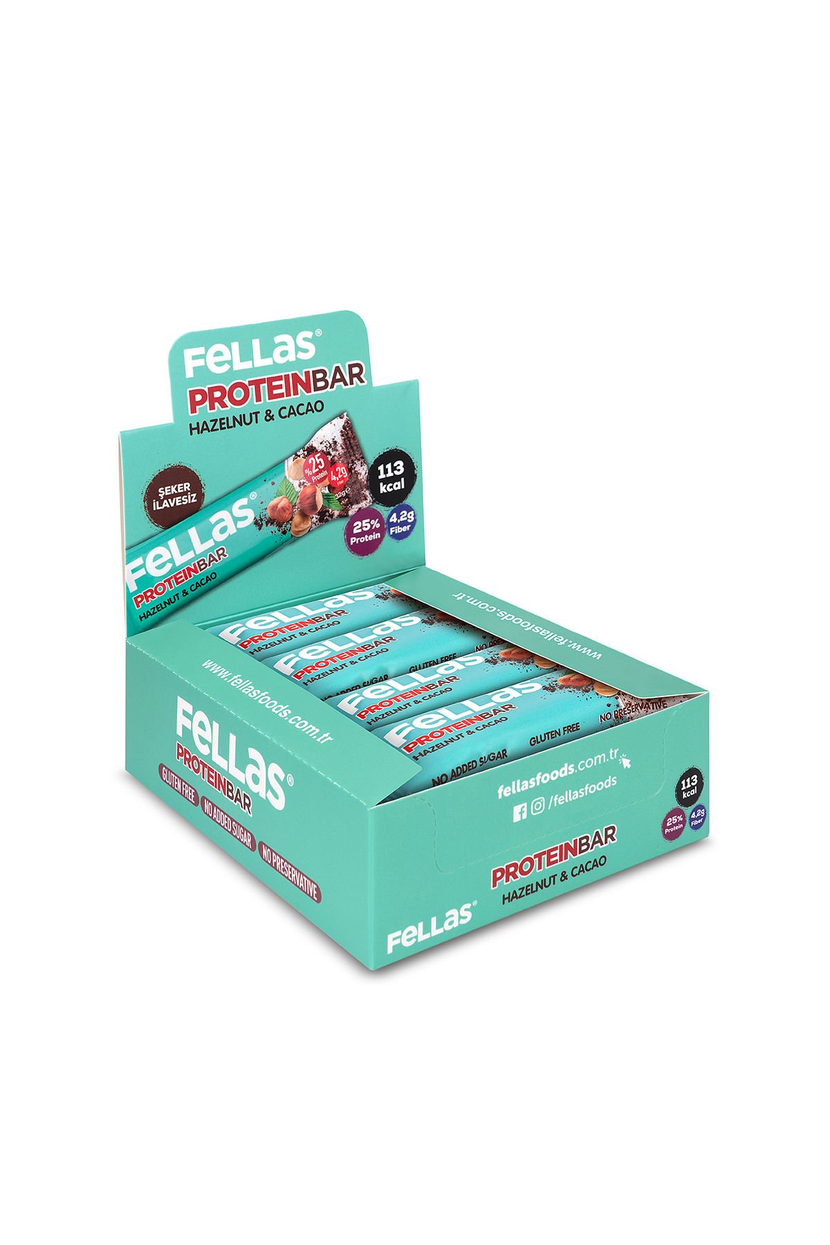 Fellas Protein Bar - Fındıklı ve Kakaolu 32 gr x 12 Adet