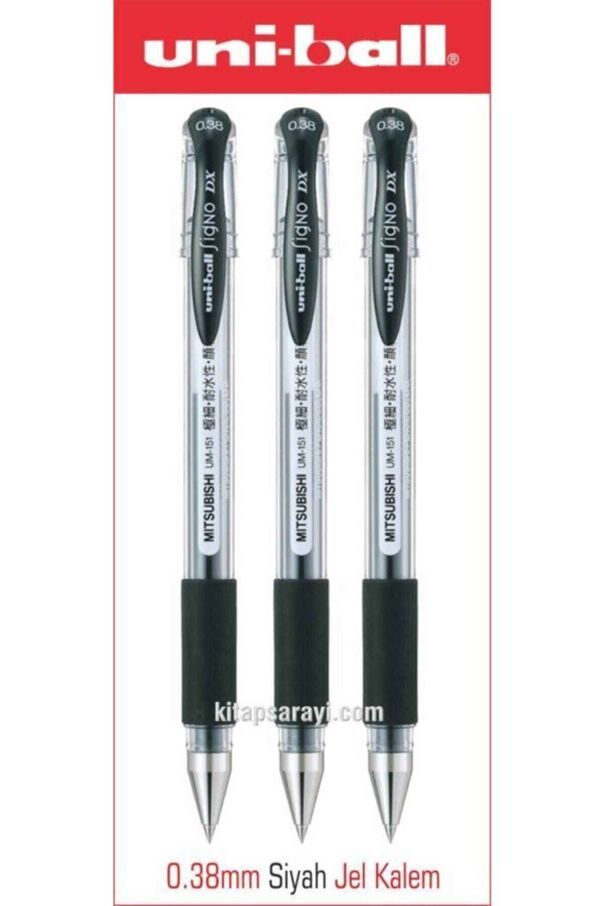 Uniball Signo Dx 0.38 Mm Black Gel Pen 3pcs