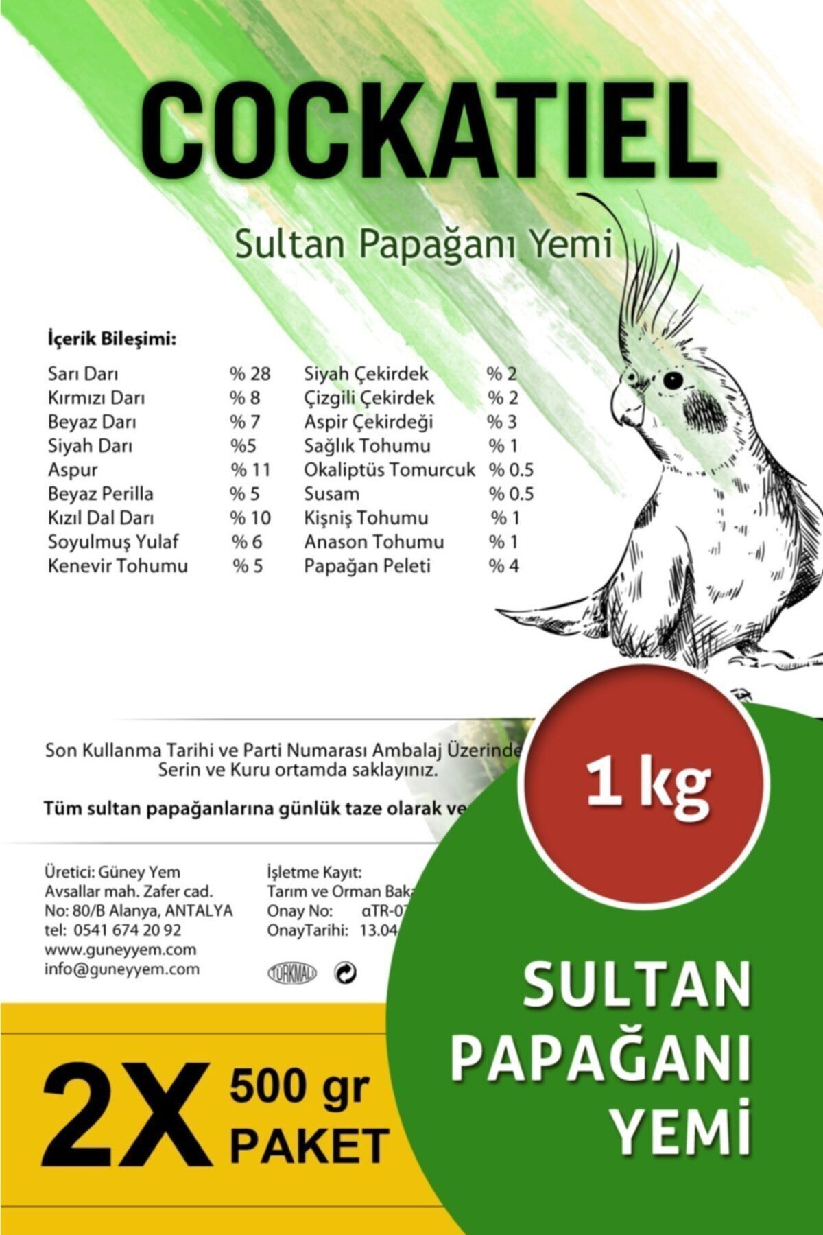 Dal Darı Net Sultan Papağanı Yemi 1000 gr (2 X 500 gr) Spy-1