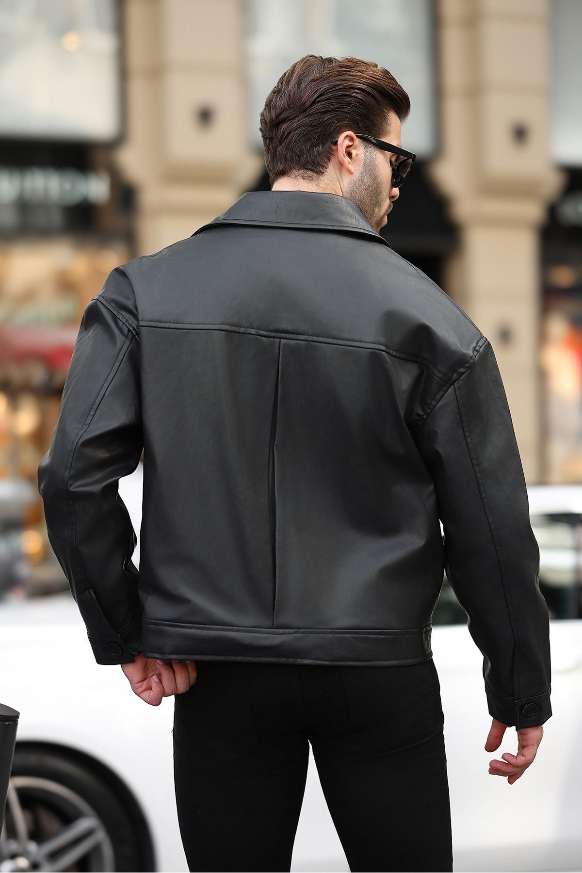 Premium Kalite Su Itici Oversize Siyah Erkek Deri Ceket Rahat Kalıp, Trendy,cepli