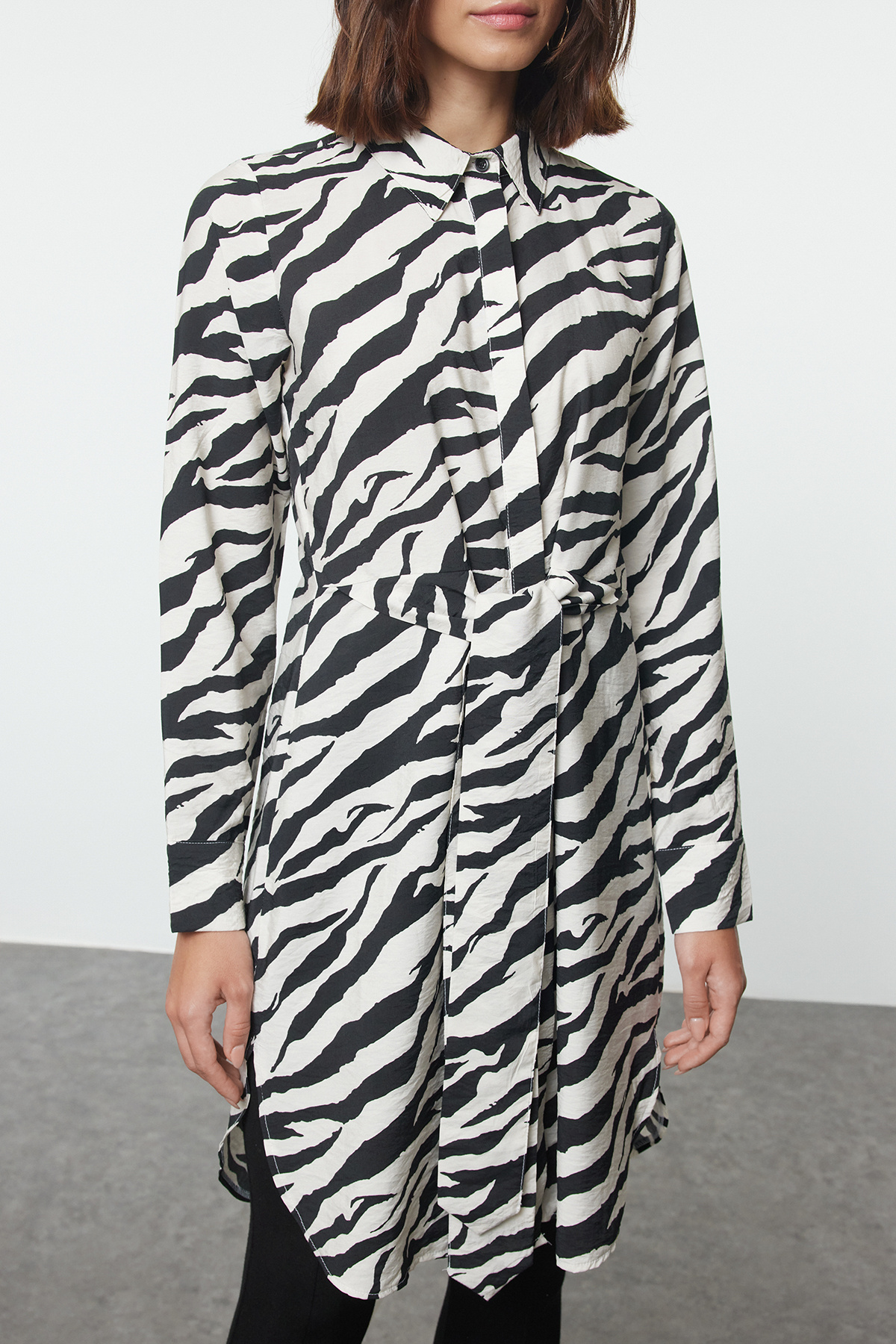 پيراهن زنانه بلند با طرح گورخر  TRENDYOL MODEST