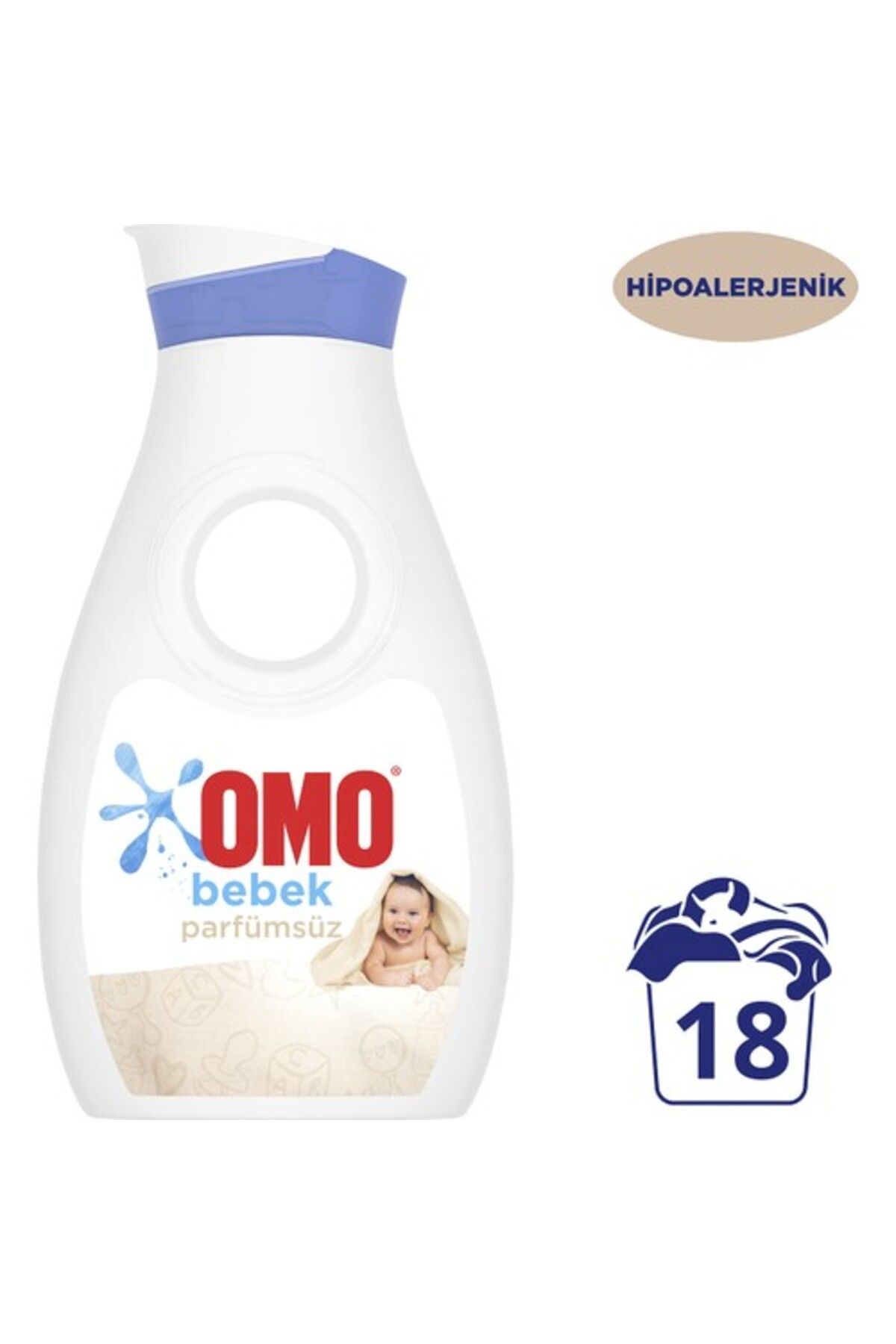 Omo Bebek Sıvı Çamaşır Deterjanı Parfümsüz Hipoalerjenik 900 ML 18 Yıkama 1 Adet