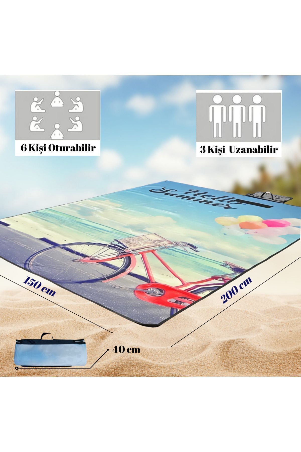 iyonk home-150-200 Cm Children's Sea and Beach Supplies - Beach Mat, Sand-repellent Beach Cover, Beach Cushion 3