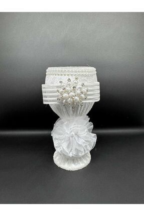 Leyli Kına Düğün, Kına ve Nikahlar için Özel KADİFE BEYAZ Broşlu Bardak Takı ...