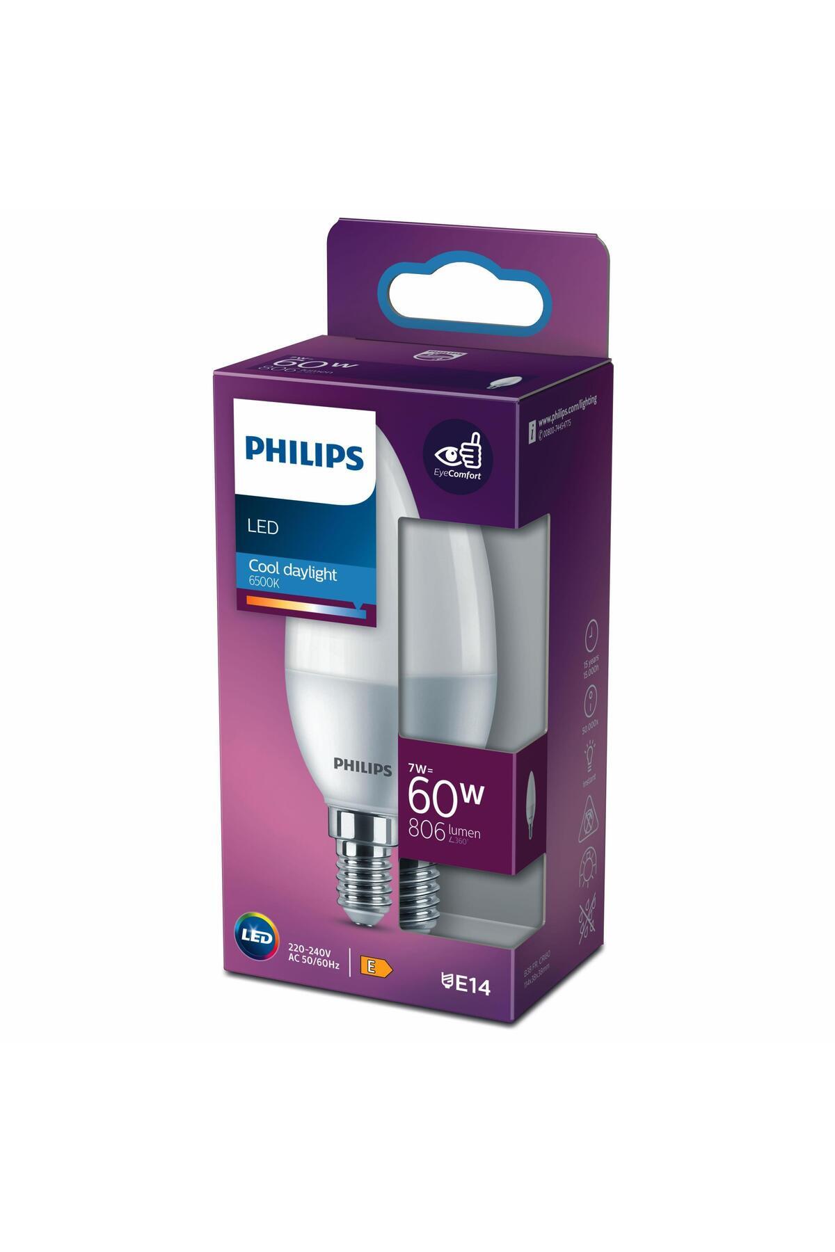 Philips Led 60w Mum Ampul Beyaz Işık E14 Ince Duylu