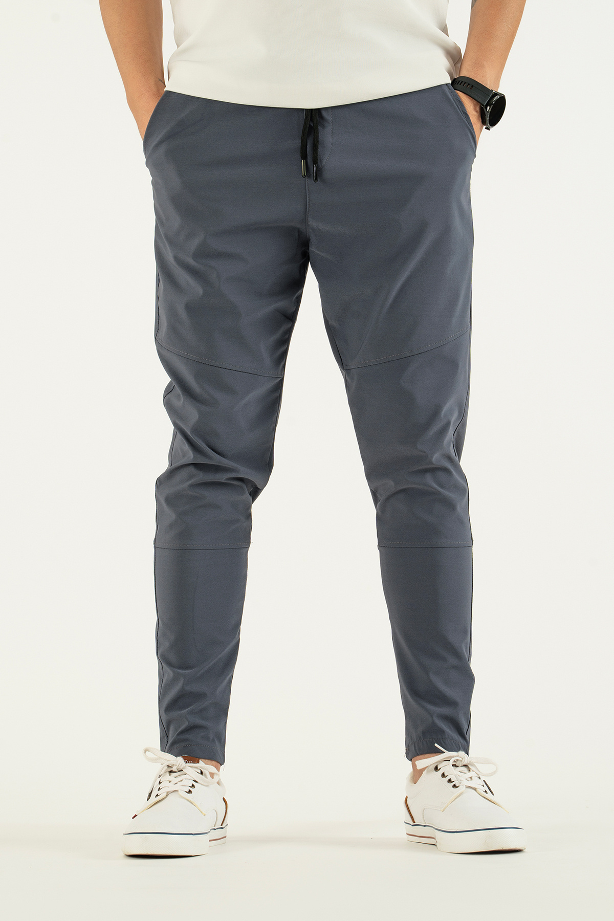 Souris Erkek Gri Nefes Alan Likralı Esnek Kumaş Dar ve Bilek Paça Jogger Pantolon