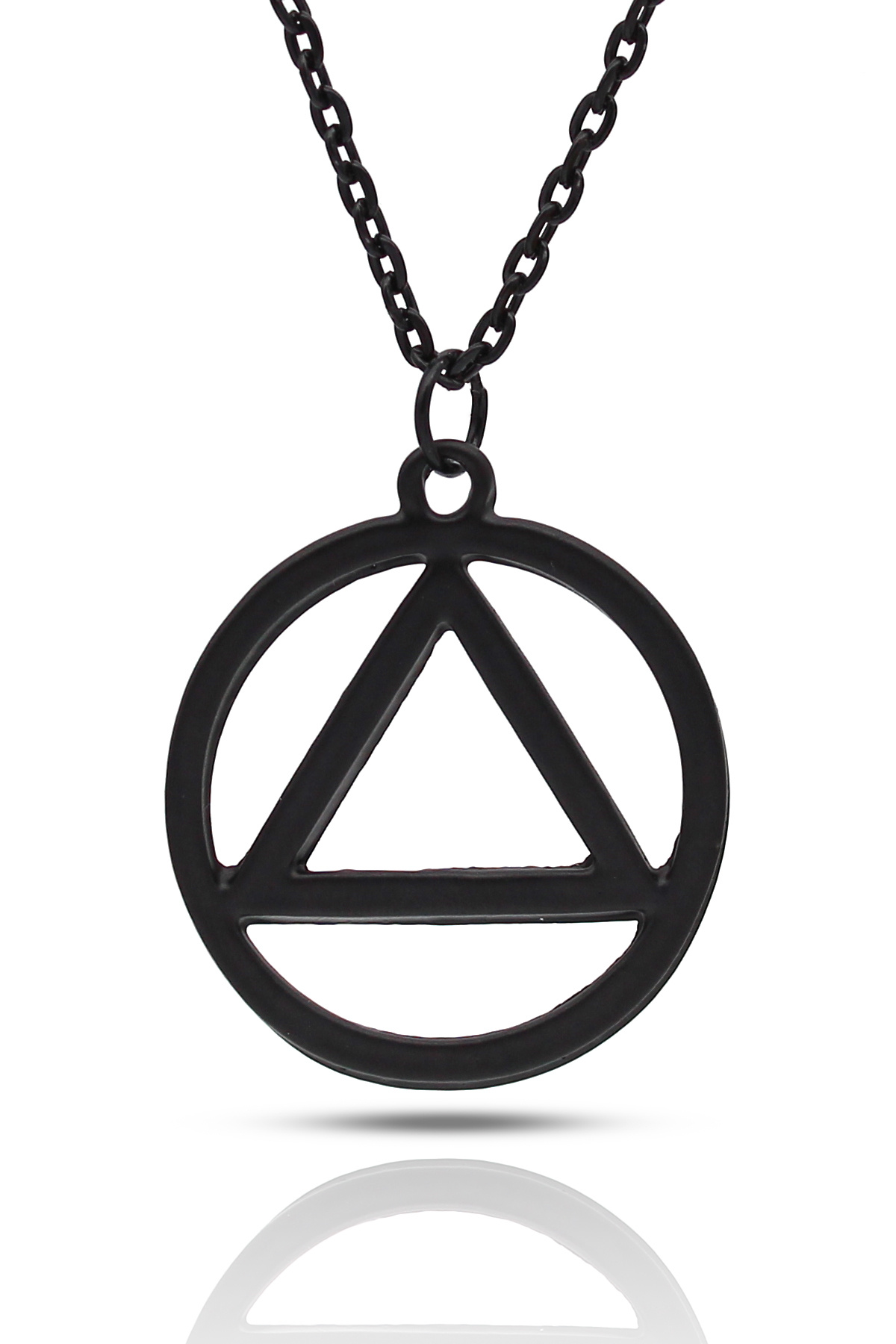 kolbi Yuvarlak İçinde Üçgen Eminem Kolyesi Rapçi HipHop Kolye - Siyah Renk Klasik Zincirli