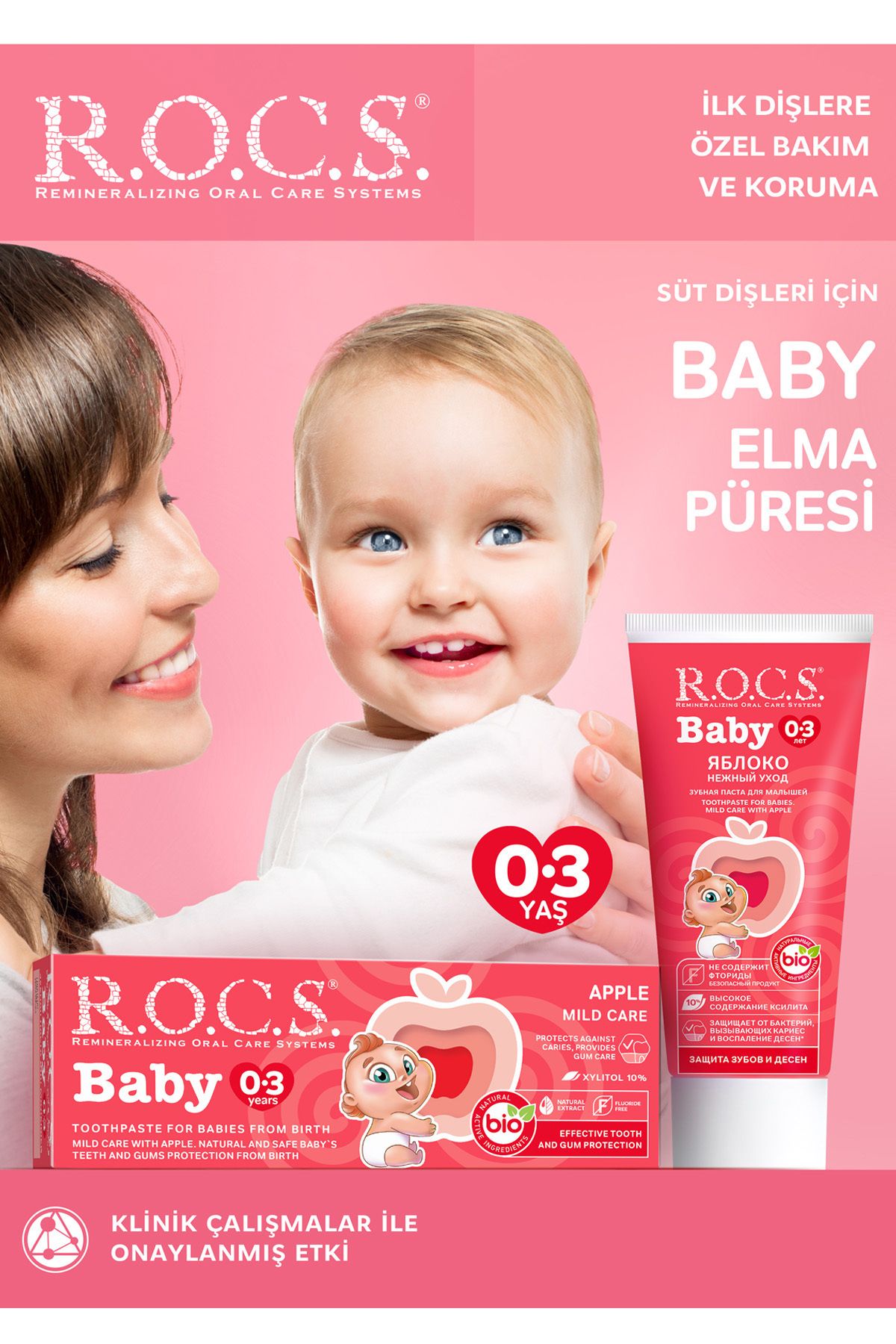 R.O.C.S. R.O.C.S. BABY 0-3 YAŞ ELMA PÜRESİ DİŞ MACUNU 45g – YENİ AMBALAJ