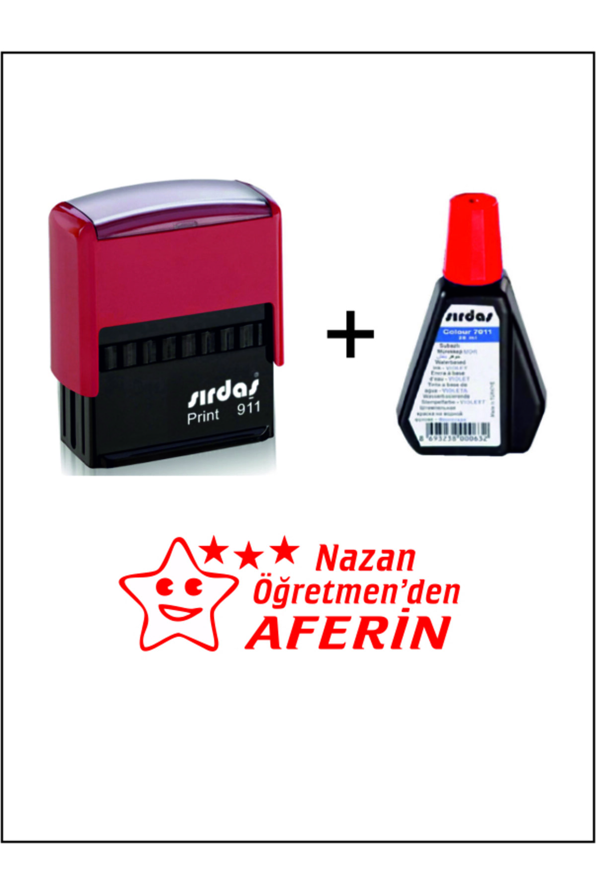 KARADENİZ DİJİTAL Öğretmen Kaşesi - Yedek Mürekkepli - Öğrenci Motivasyon Kaşesi - Yıldızlı Aferin