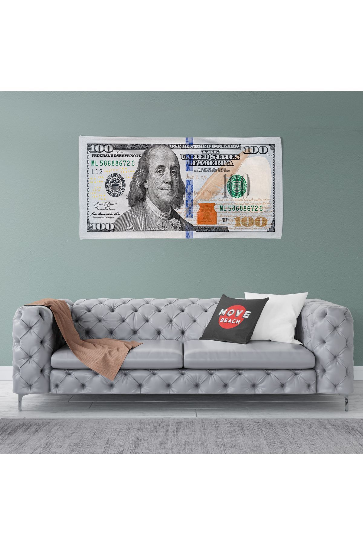 move home-Dollar Patterned Fabric Wall Covering, Wall Tapestry 2