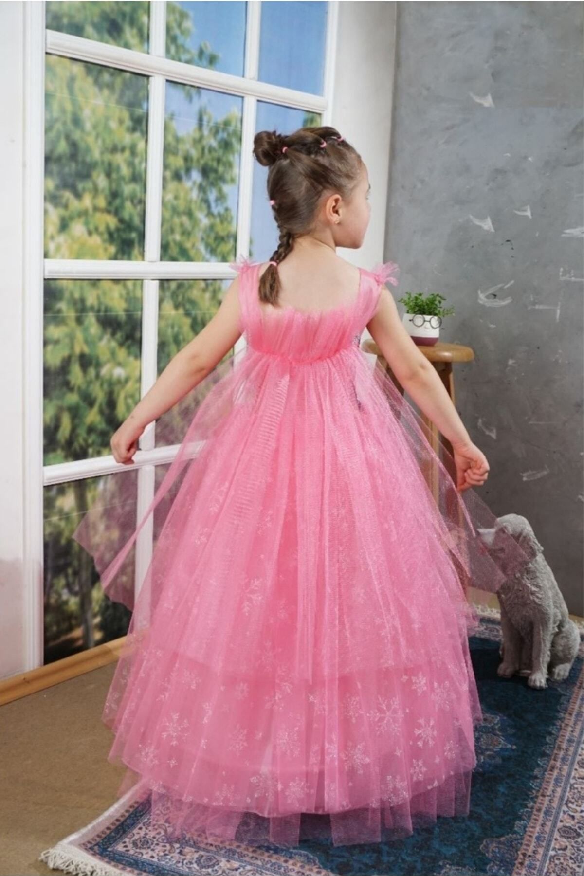 Trend Çocuk-Girl's Blue Frozen Elsa Costume, Birthday, Party Dress Age 3-10 2