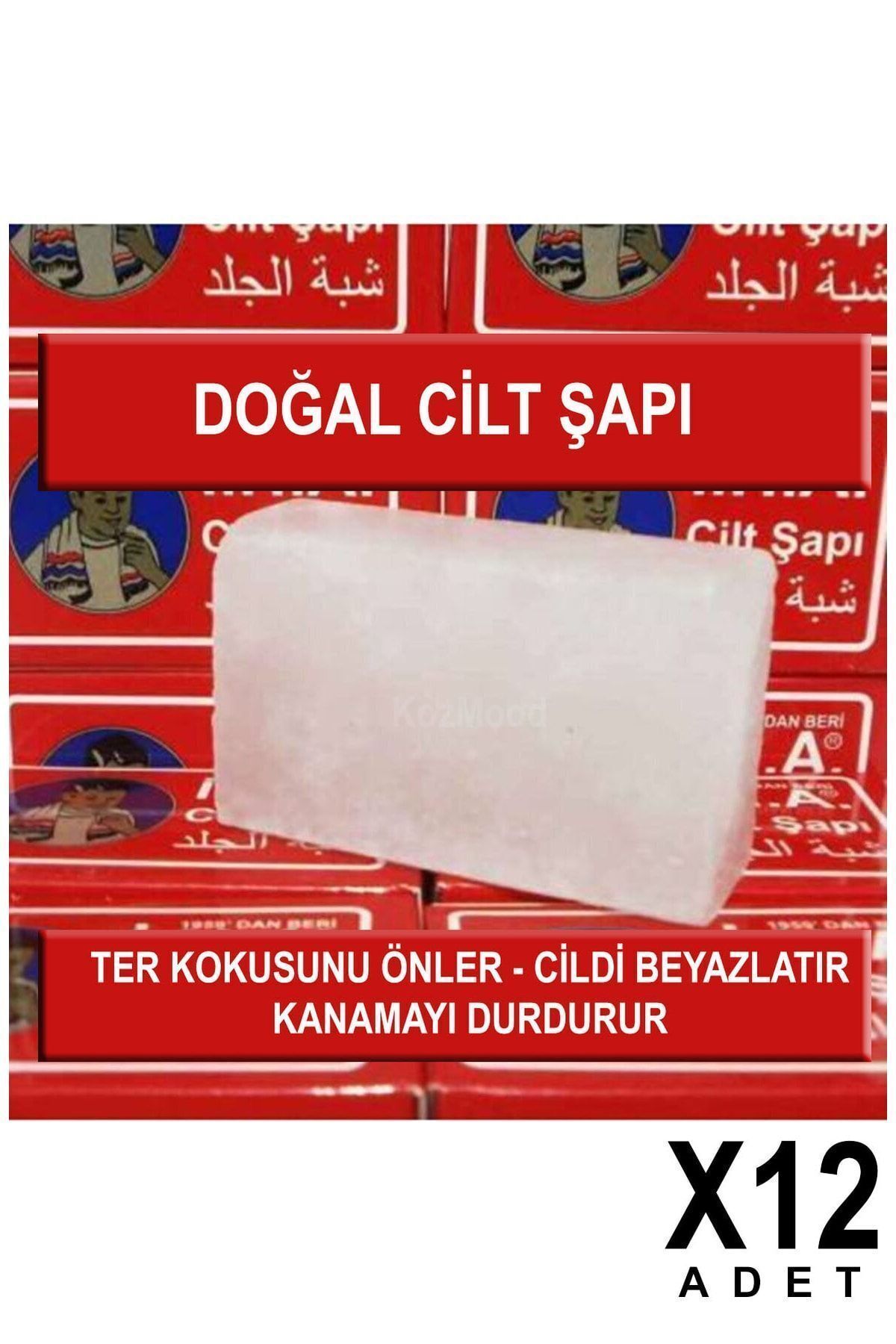 Kocaman Kozmetik Doğal Cilt Şapı  Terleme Önleyici Cilt Beyazlatıcı ve Kanama Durdurucu 12 Adet
