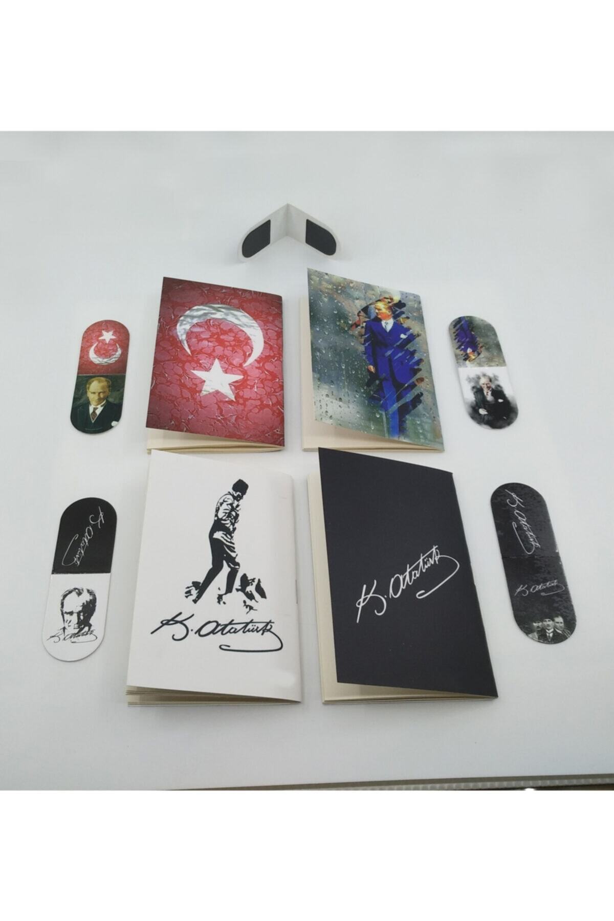 Giftsturkiye Cep Defteri ( 4 Ad. ) Kitap Ayracı Içi Mıknatıslı Ufak Ebat ( 4 Ad. ) Atatürk Imza
