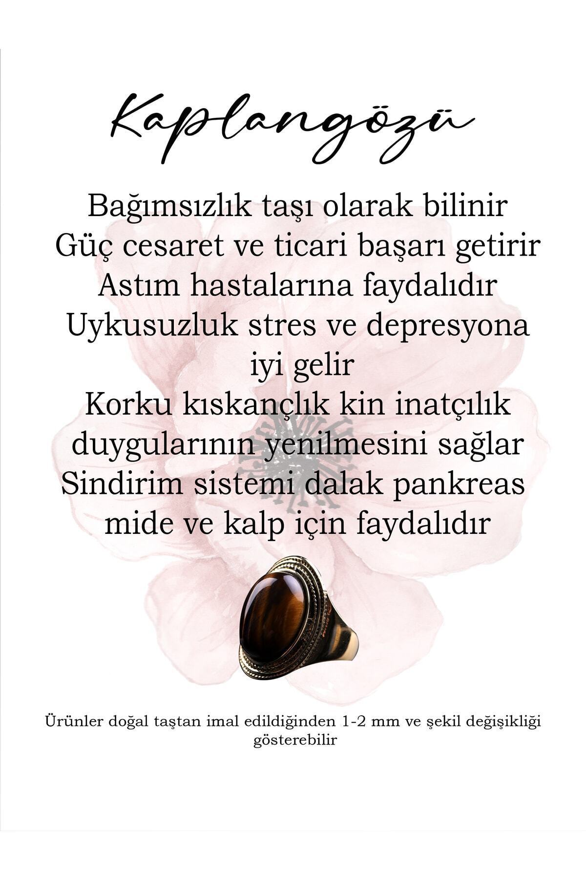 Doğal Taş Kaplangözü Doğal Taşlı Kadın Ayarlanabilir Yüzük 8