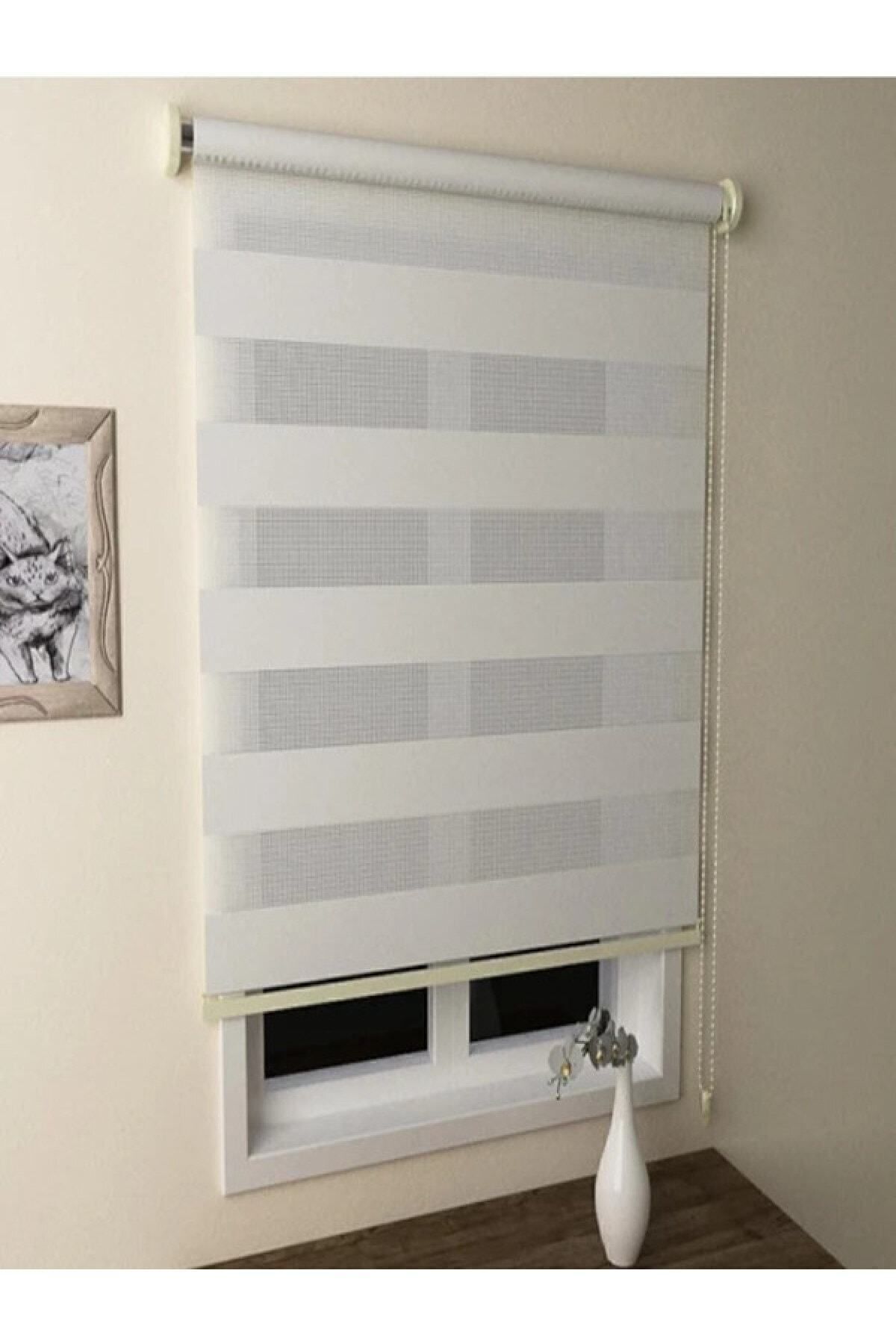 Ecru Aluminum Case Zebra Curtains Skirtless