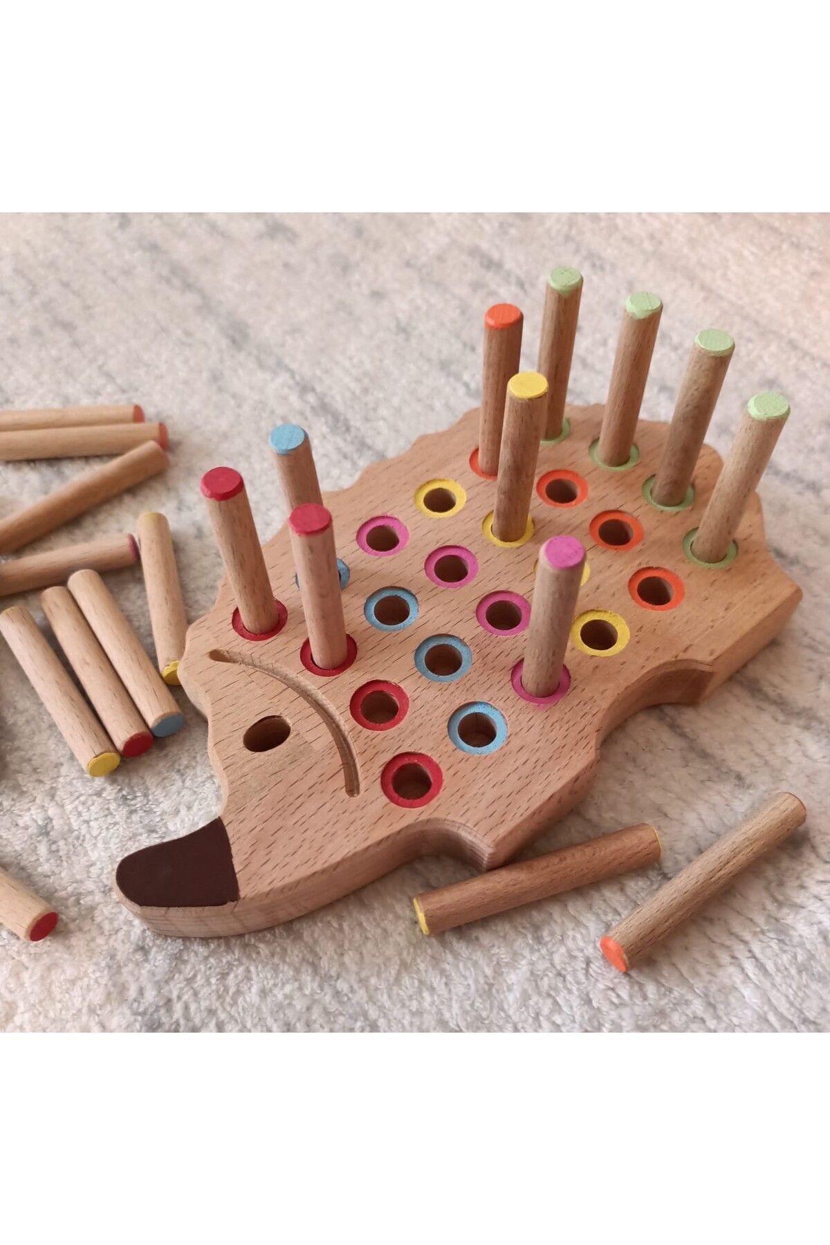 kikadu Montessori Ahşap Tak Çıkar Kirpi Rengarenk fotoğrafı 2 (önizleme)