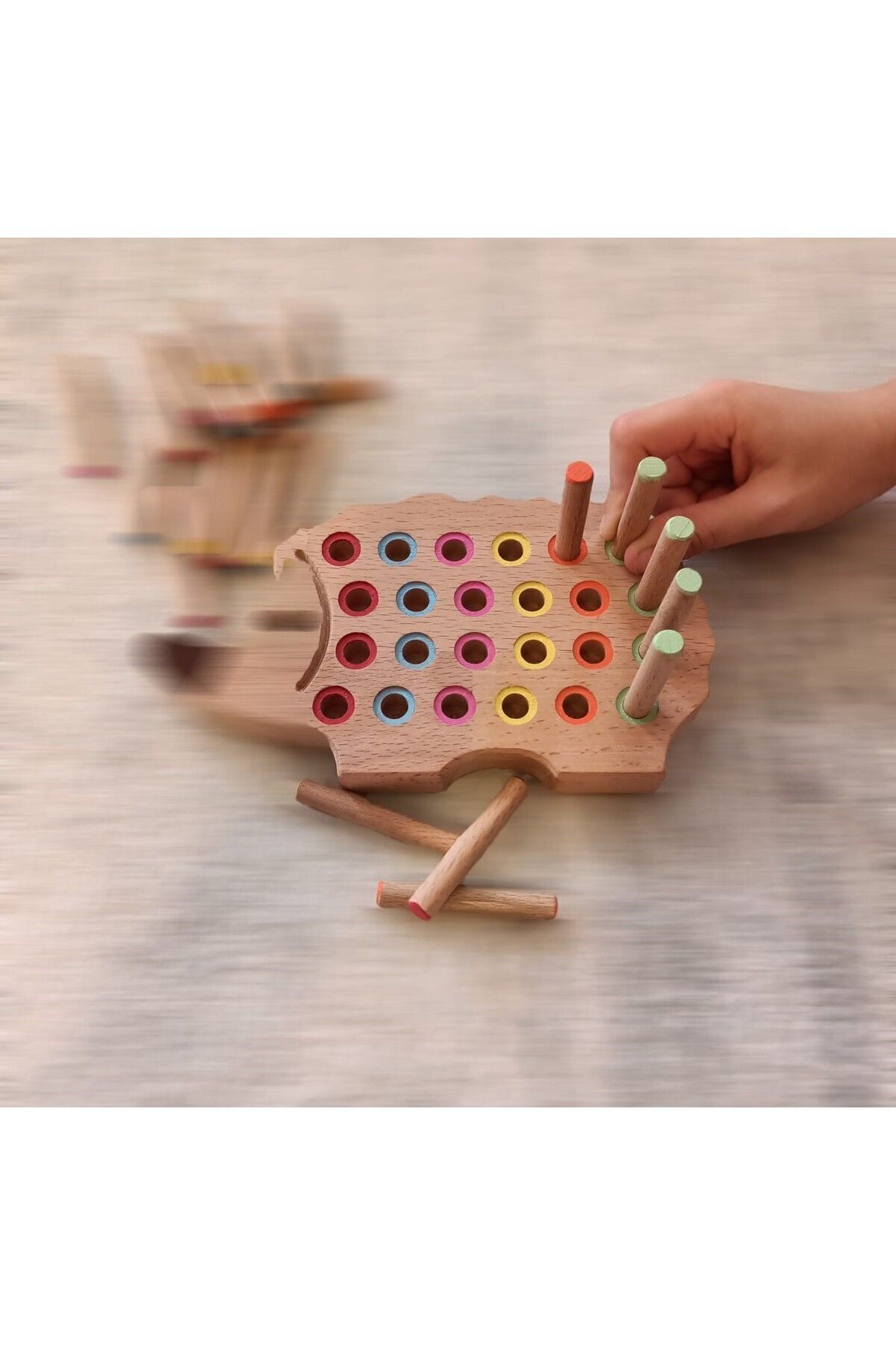 kikadu Montessori Ahşap Tak Çıkar Kirpi Rengarenk fotoğrafı 3 (önizleme)