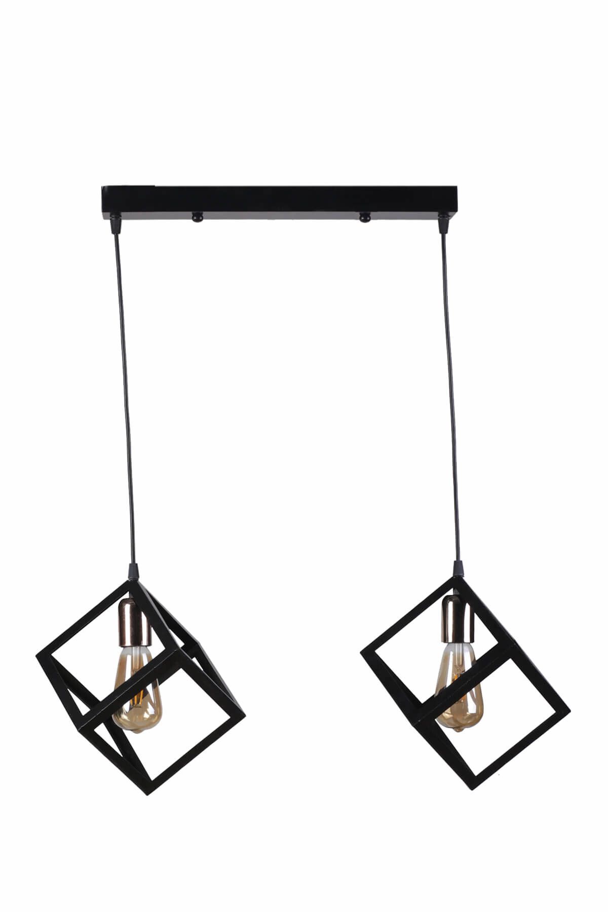 Lumexx-Black Copper Square Pendant Lamp - 2-Piece Row 7824-2 1