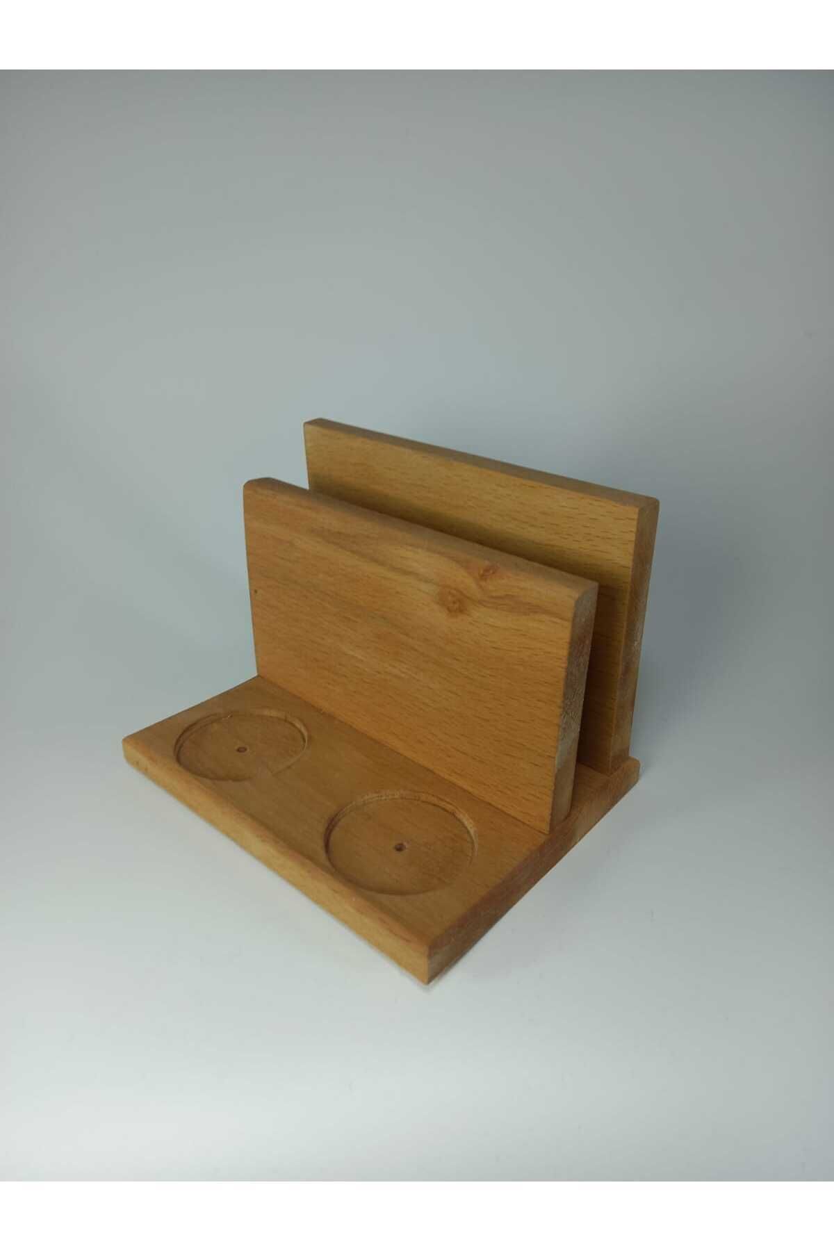 ProffArt-Wooden Napkin Holder Salt Holder Black Pepper Holder Wooden Spice Holder 2