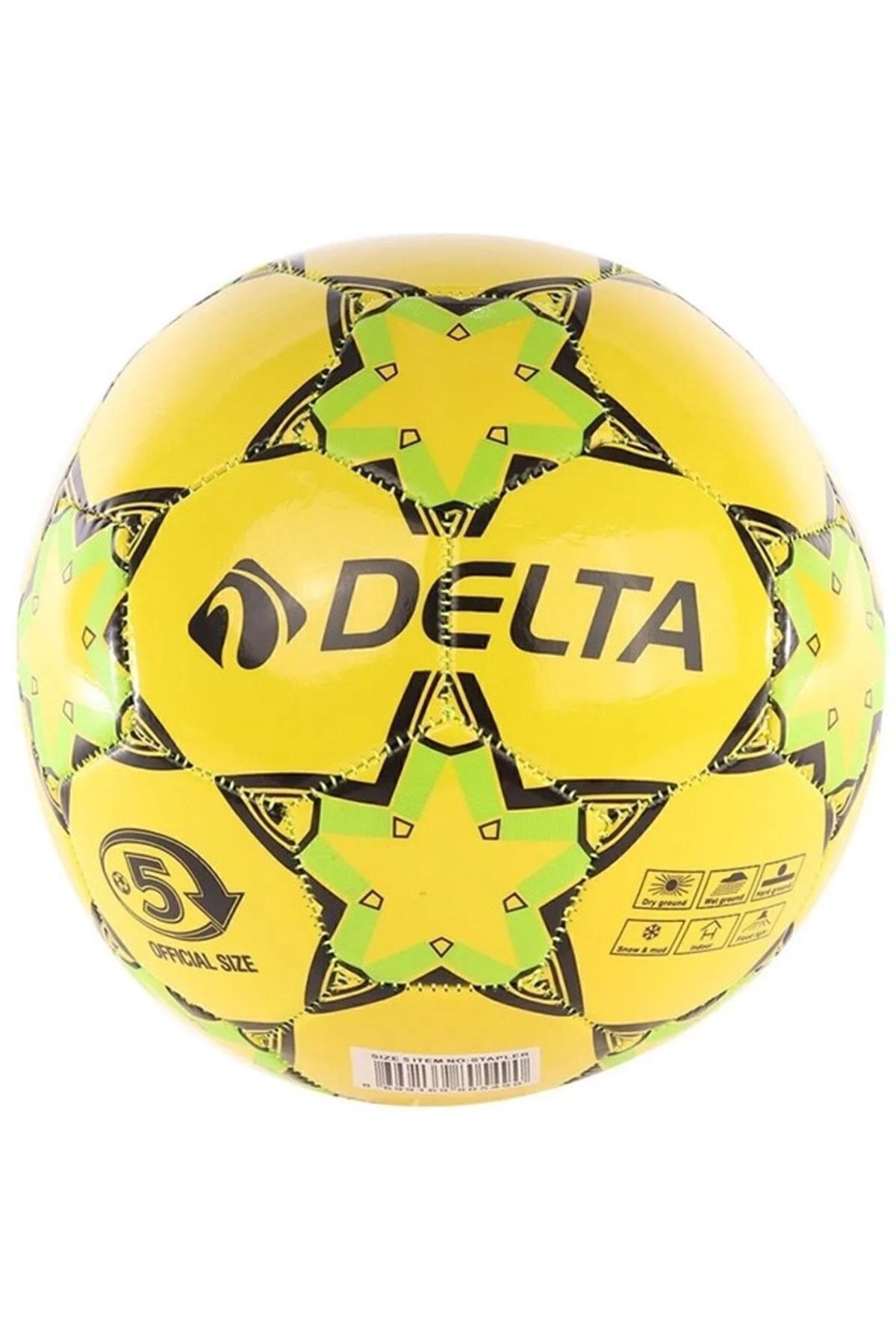 توپ فوتبال زرد استپلر 5 شماره دوخته شده اورجینال Delta