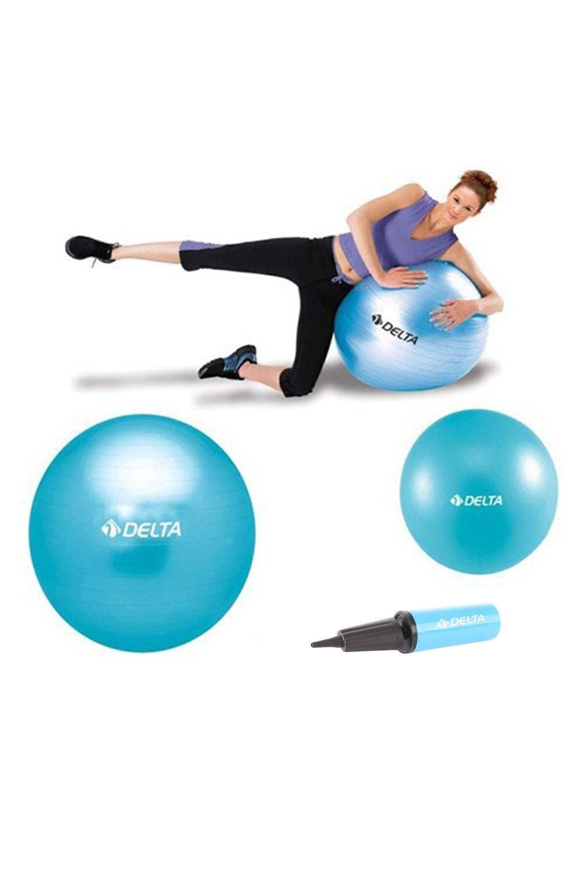 Delta-Pilates Ball and Balance Ball Pump Set Suitable for 140 cm and 159 cm Height Range 1