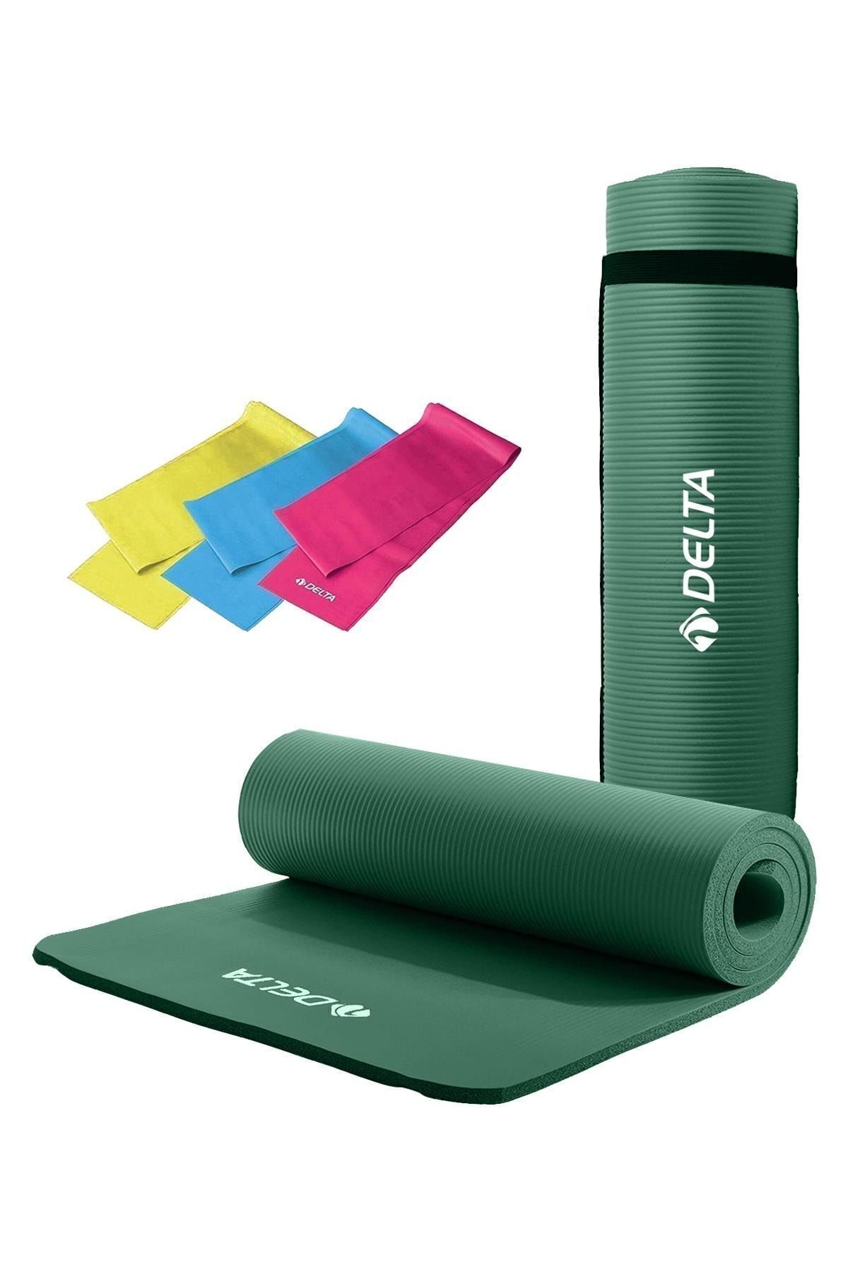 Konfor Zemin 10 Mm Taşıma Askılı Pilates Minderi 3'lü Pilates Bandı Egzersiz Direnç Lastiği