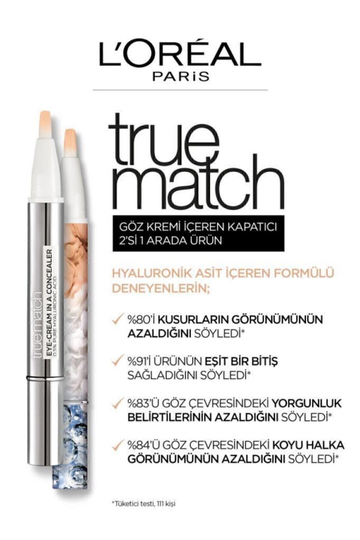 L'Oreal Paris کانسیلر True Match با محتوای مراقبتی کرم دور چشم رنگ بژ عاجی شماره 2D_1