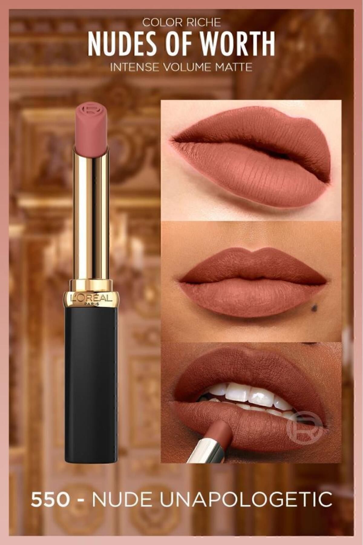 رژ لب مات حجم دهنده Color Riche Intense - 550 Nude Unapologetic L'Oreal Paris