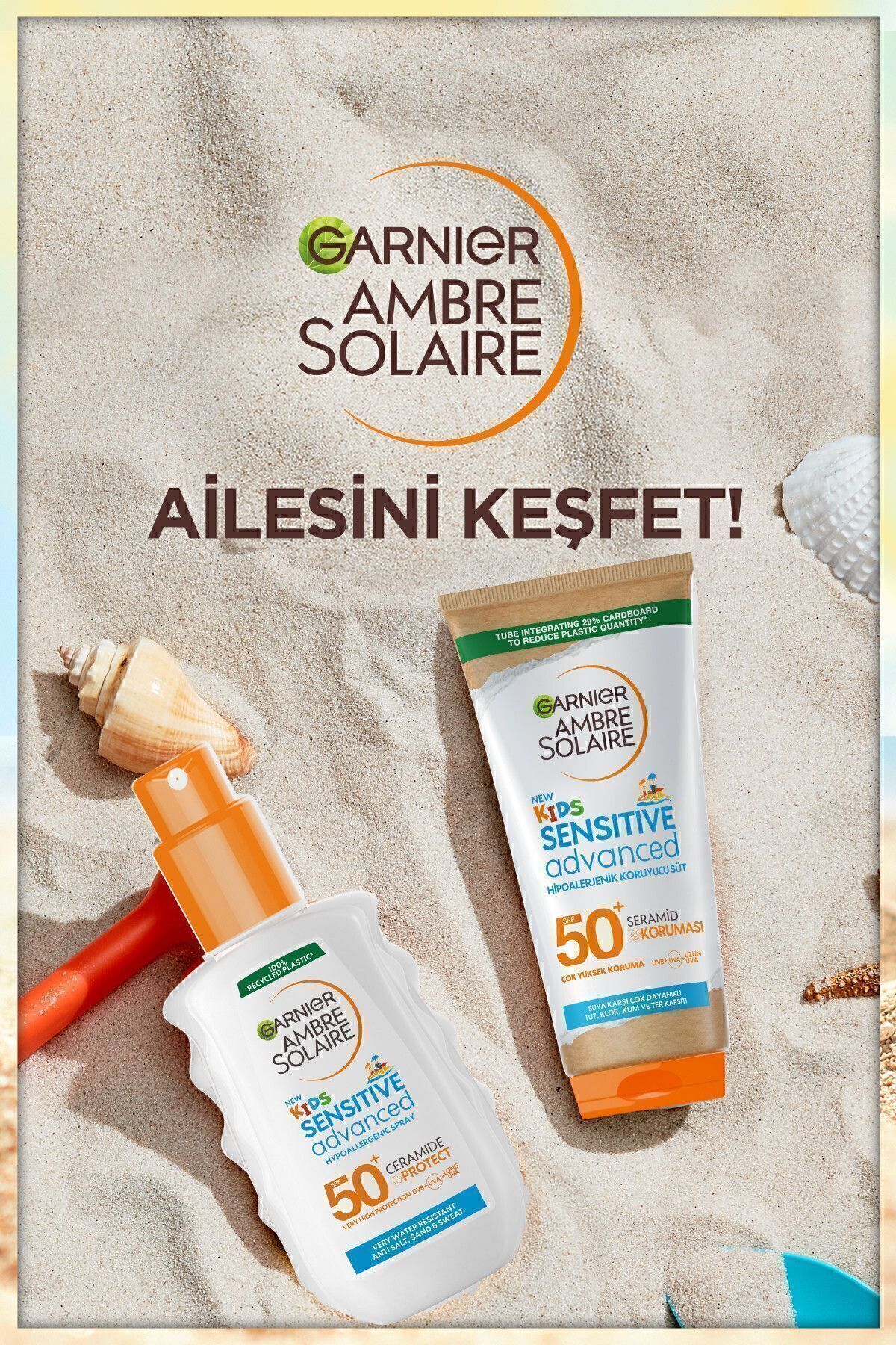 Garnier Ambre Solaire Sensitive Advanced Güneş Koruyucu Süt Gkf50 175 Ml& Çocuk Sprey Gkf50 150 ml fotoğrafı 7 (önizleme)