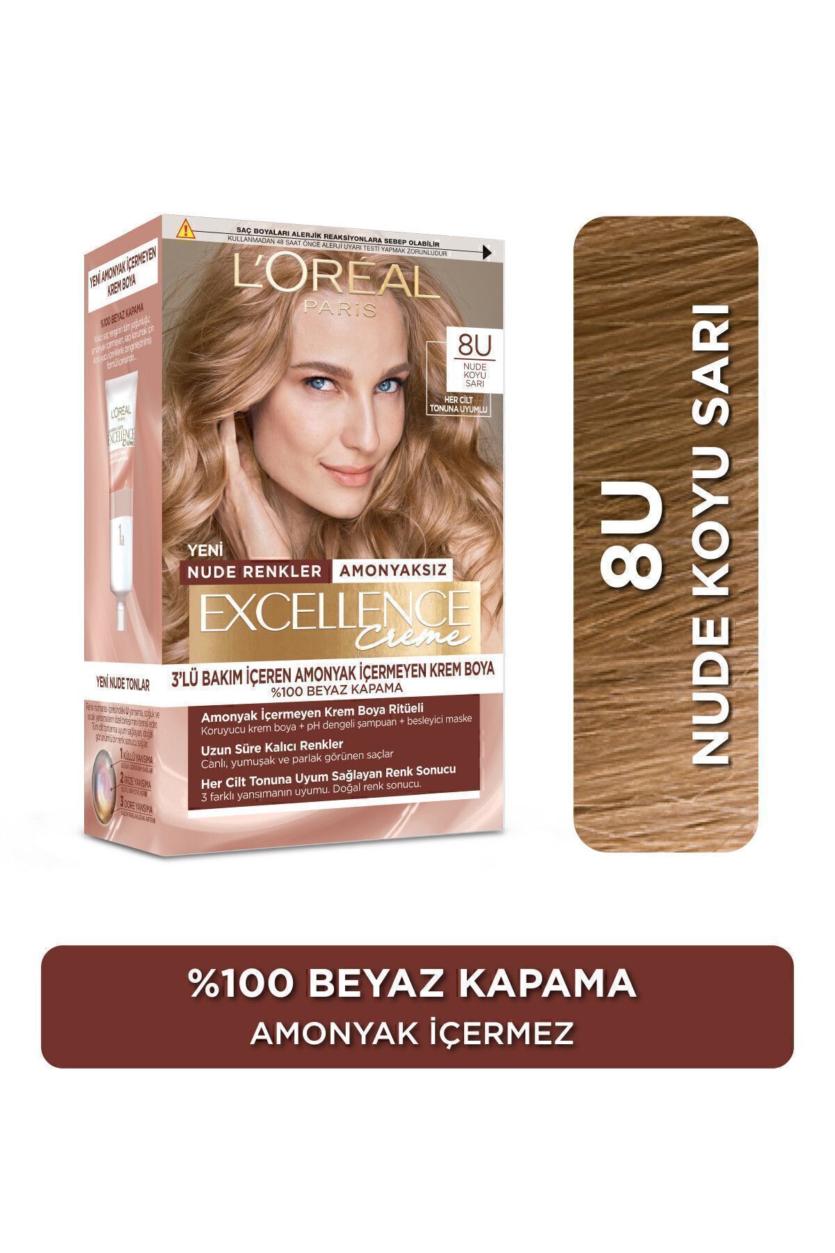 رنگ موی اکسلنس کرم برهنه – بلوند تیره برهنه 8u L'Oreal Paris