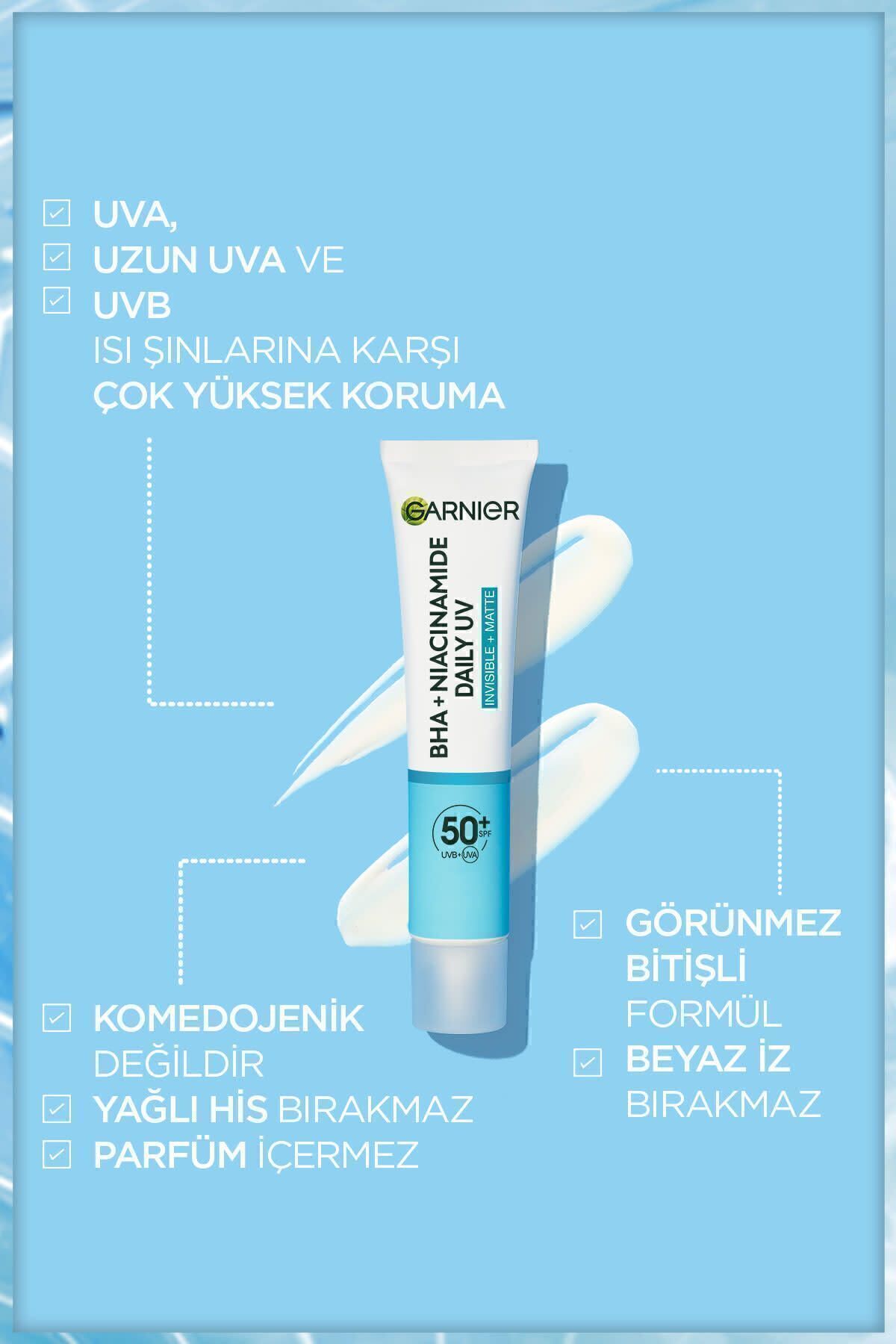 Garnier-Bha Niacinamide Daily Sunscreen Fluid Face Cream - SPF50 40ml 5