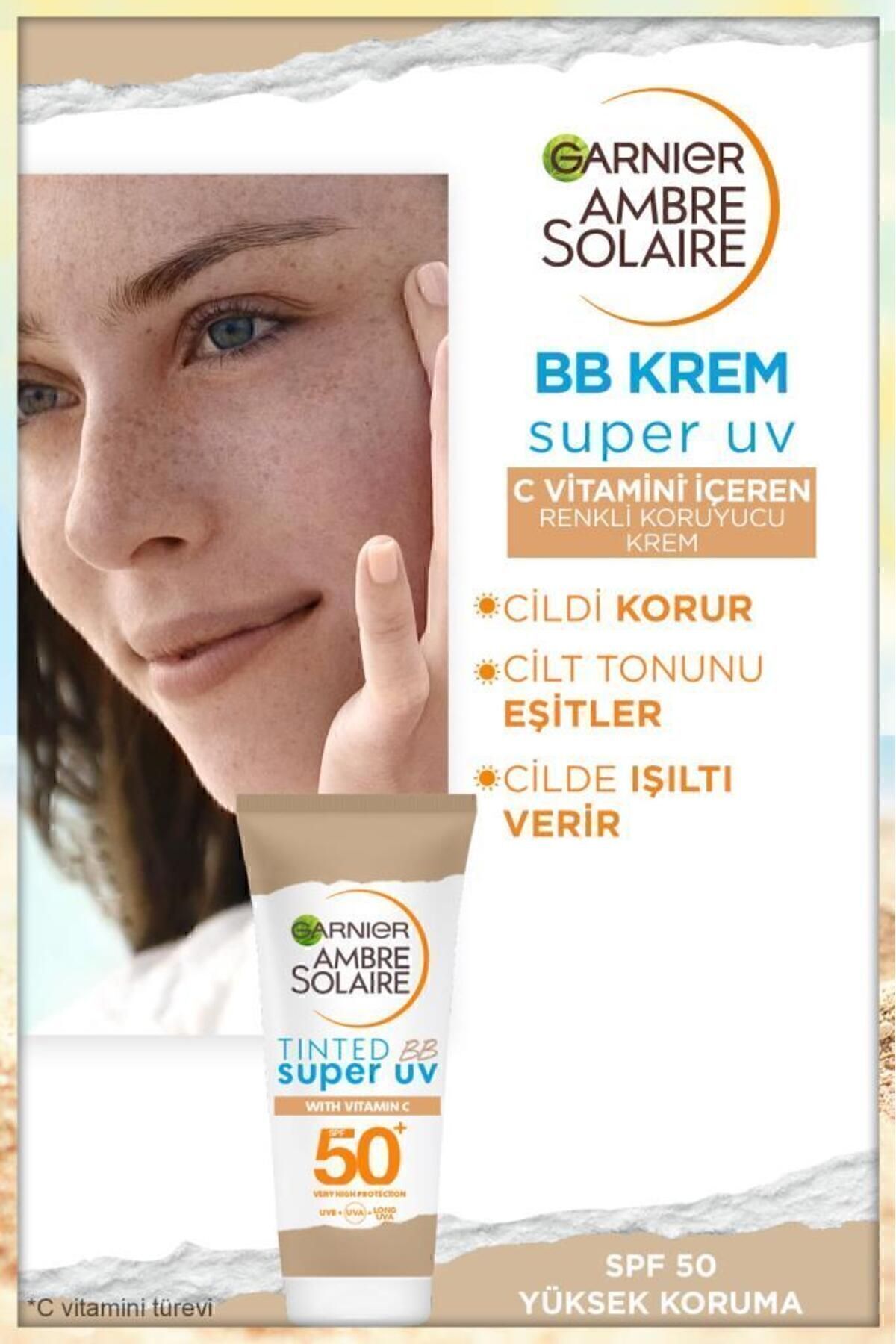 کرم بی بی محافظ رنگ آمبره سولایر - مدیوم تون 50spf 50ml Garnier
