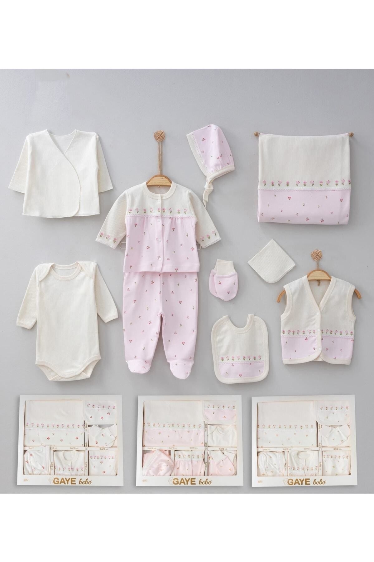 Cherub Baby Minik Lale Nakışlı %100 Pamuk Yenidoğan Kız Bebek 10 Parça Hastane Çıkışı Zıbın Seti fotoğrafı 4 (önizleme)