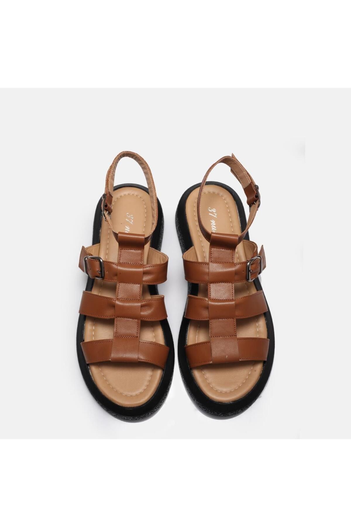 صندل زنانه قهوه ای 37Numara | 14137TBD اورجینال - تصویر 5
