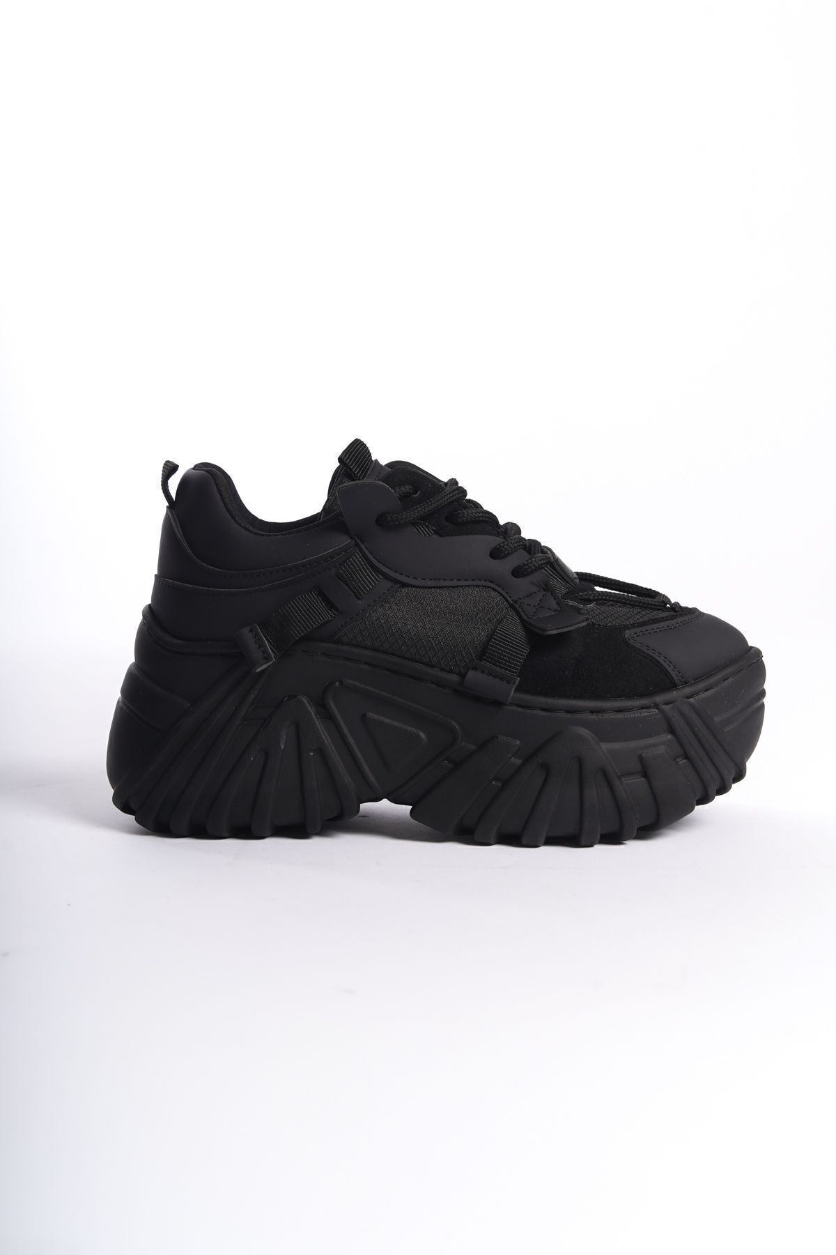 Limeo-Black Leather Laced High Sole Casual Women's Sneaker Sports Shoes 5
