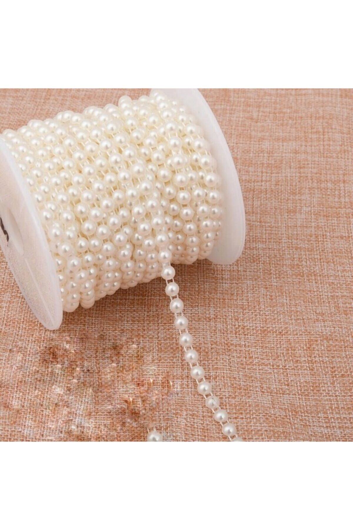 Kreatif Mağaza 3 Metre Krem Sıralı Kesik Inci (4 MM) – Boncuk