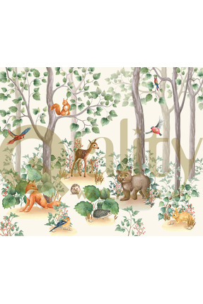 Home Suluboya orman hayvanları çocuk odası poster duvar kağıdı