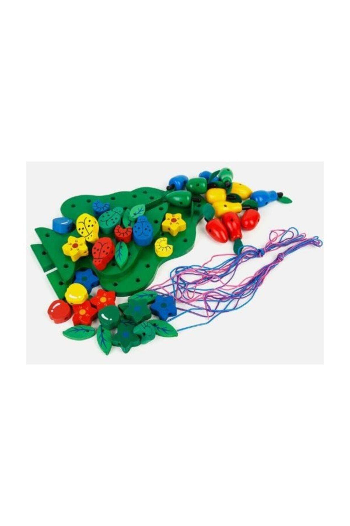 Wooden Toys-Ipe Fruit Stringing Beads Game on Wooden Tree Hand Skill Coordination Game 4