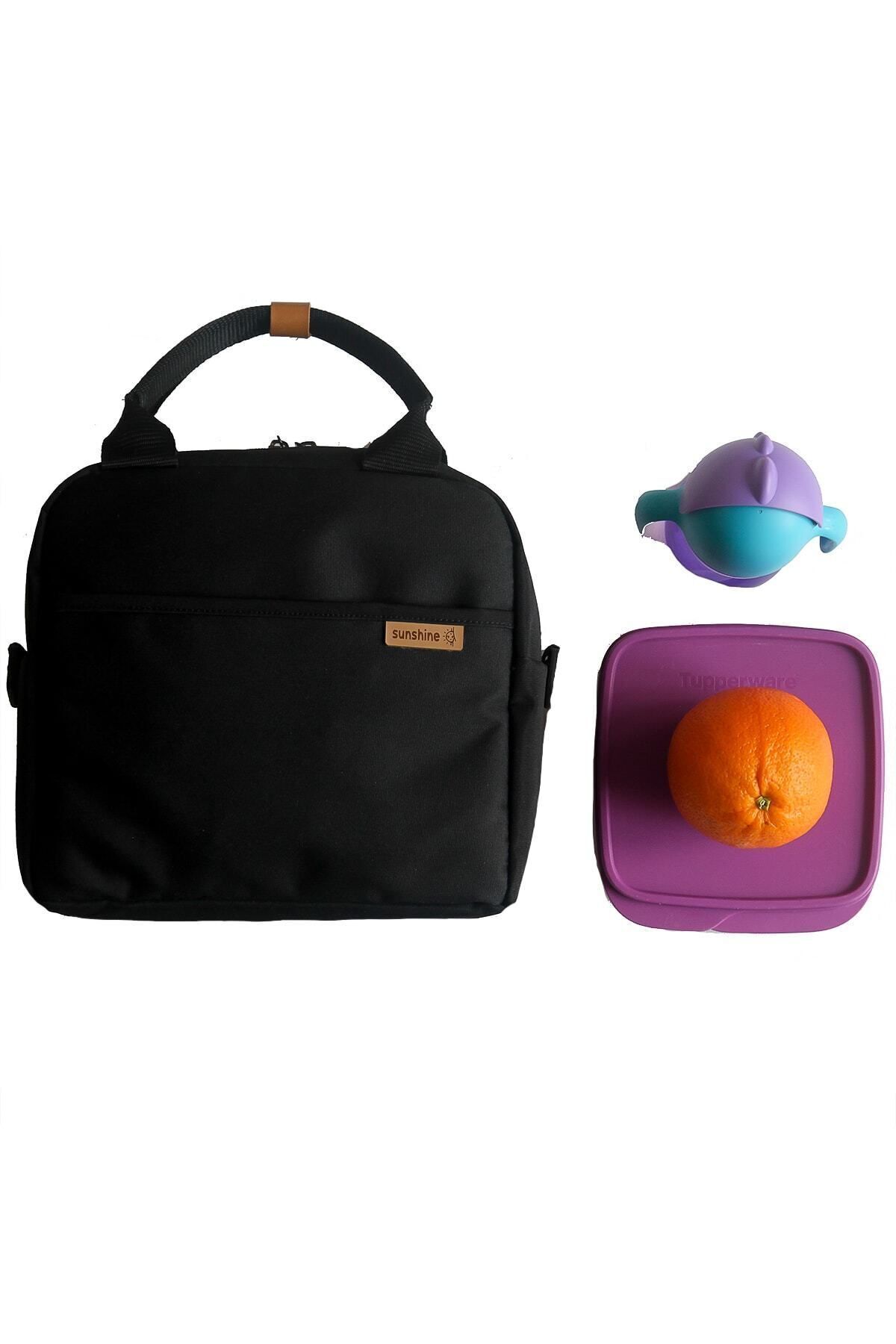 Sunshine Siyah Termal Isı Izolasyonlu Yemek Taşıma Beslenme Omuz Çantası fotoğrafı 2 (önizleme)