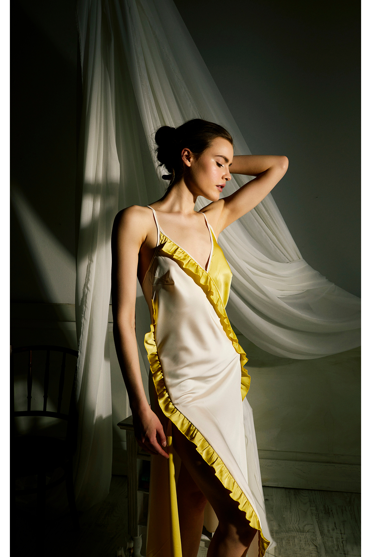 Pilea Olsen 2 Renkli Saten Gecelik