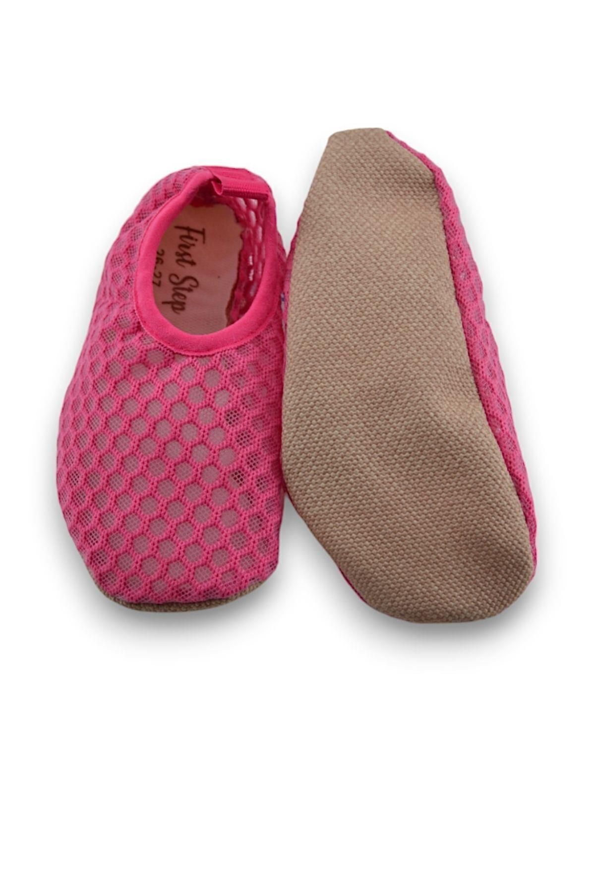 First Step-Fuchsia Girl's Pool Booties - Mesh and Non-Slip Sole - F-9024 3