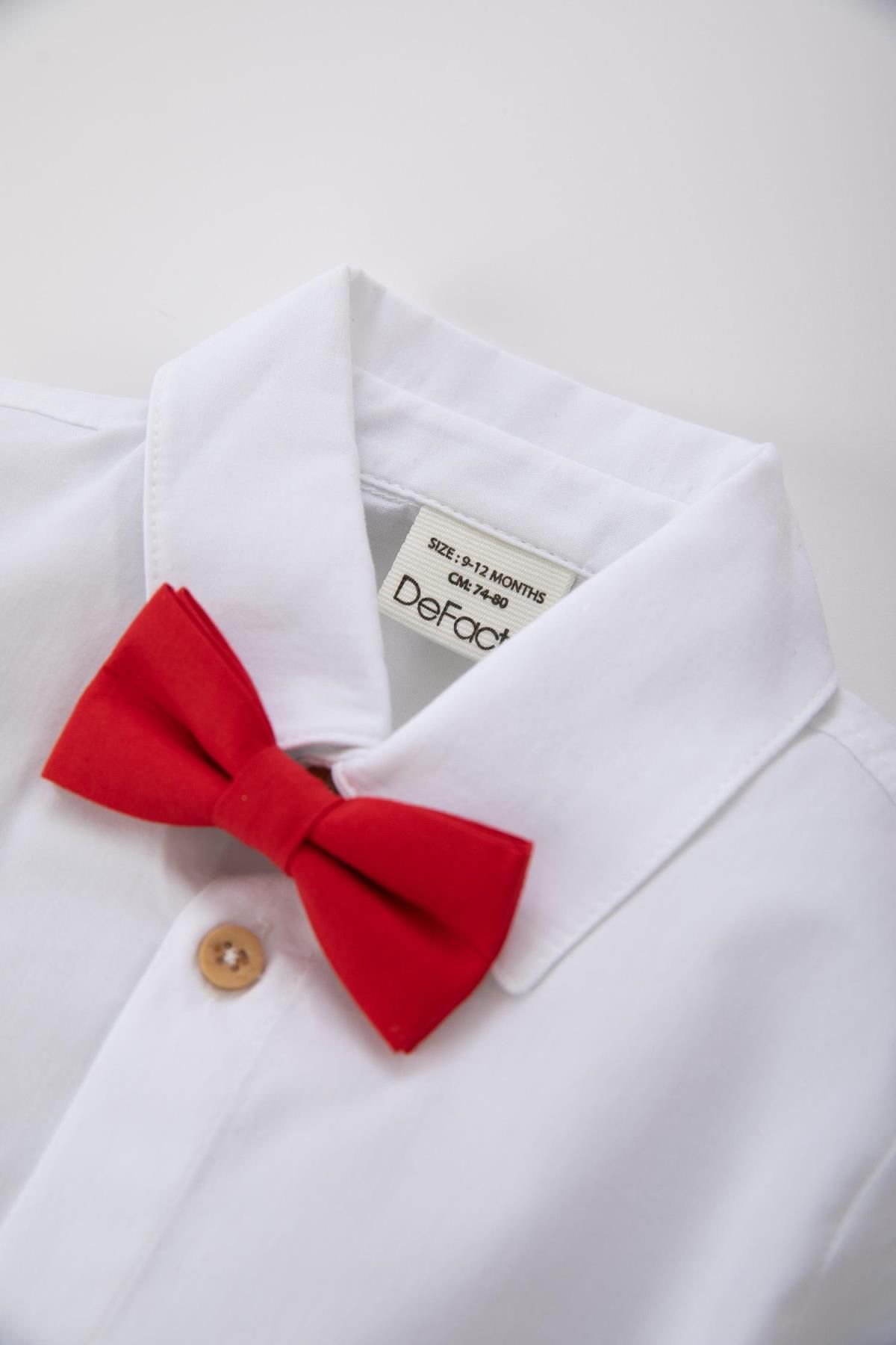 DeFacto-White Long Sleeve Shirt and Bow Tie 2 Piece Set for Baby Boy - Z3012A223Sp 3