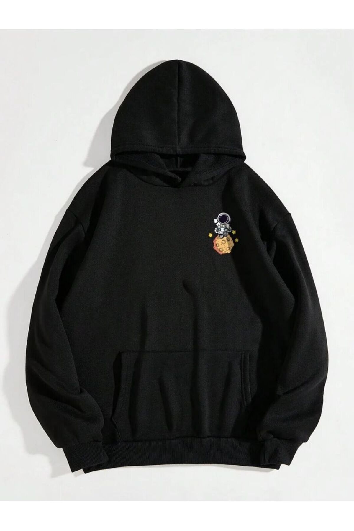 MOONBULL-Astronaut and Planet Printed - Unisex Oversize Sweatshirt with Hood and Kangaroo Pocket 2