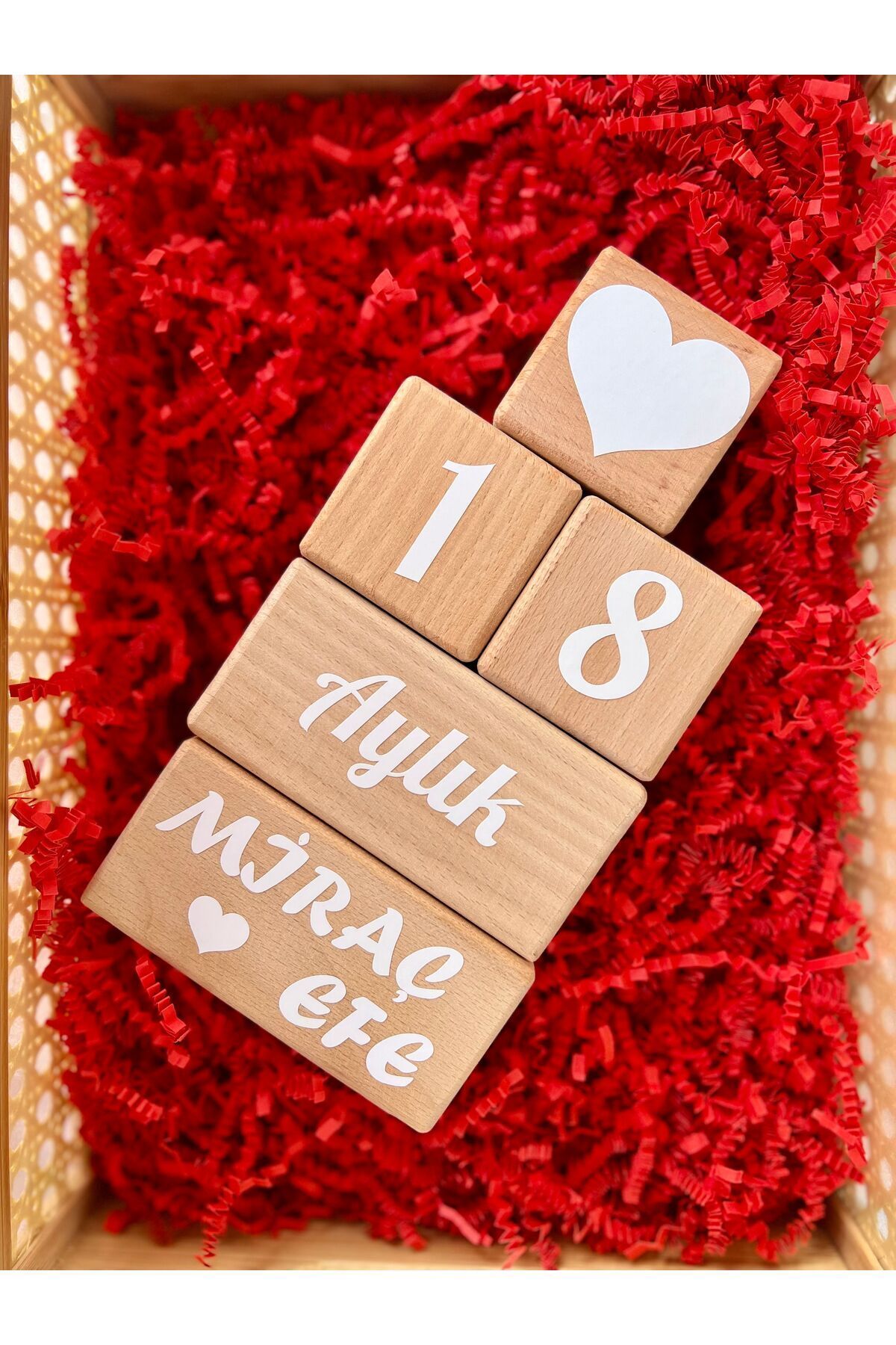 İsimli bebek anı küpü 2li set beyaz